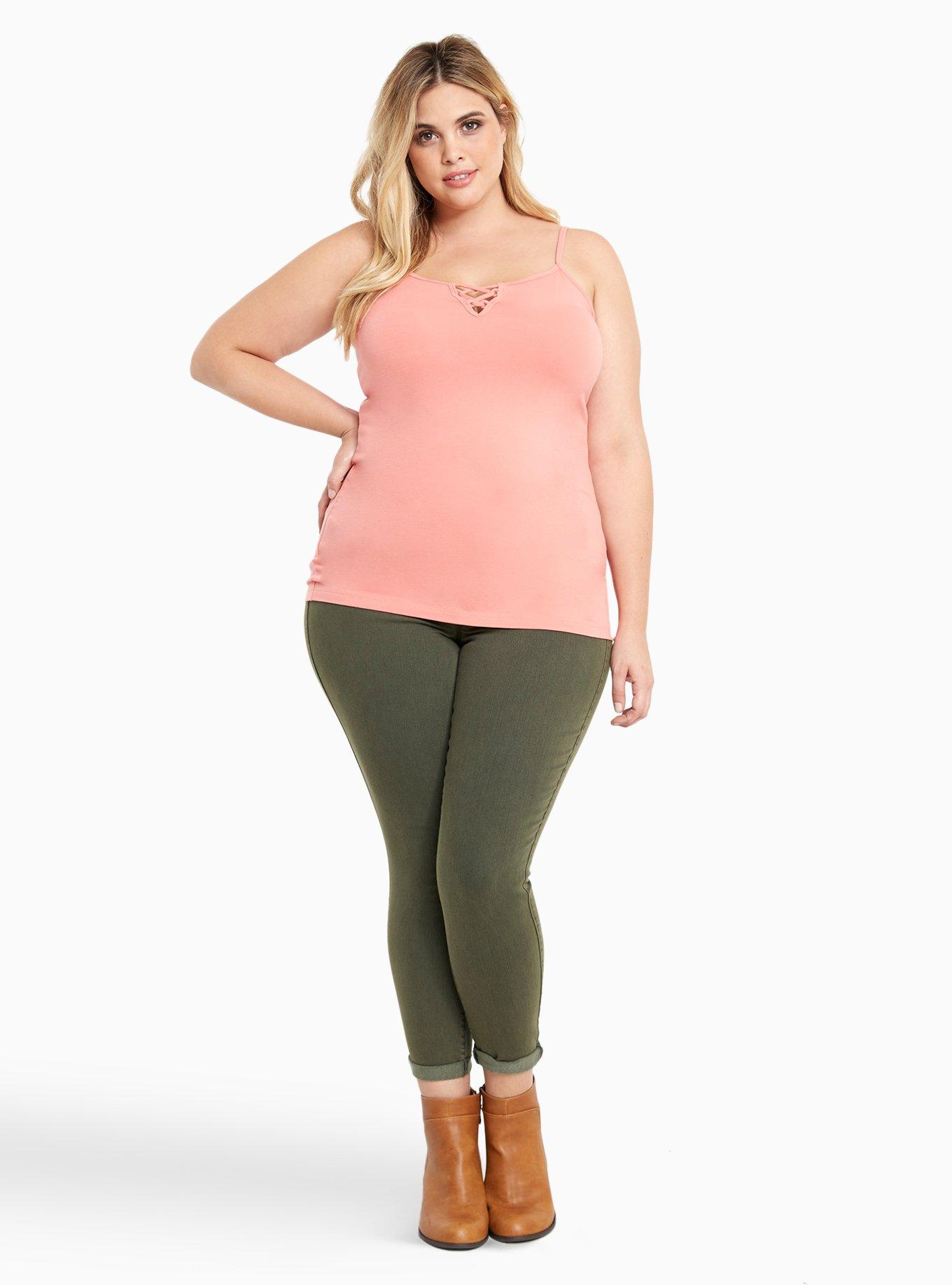 Plus Size Coral Lace Up Foxy Cami, NONEC, alternate