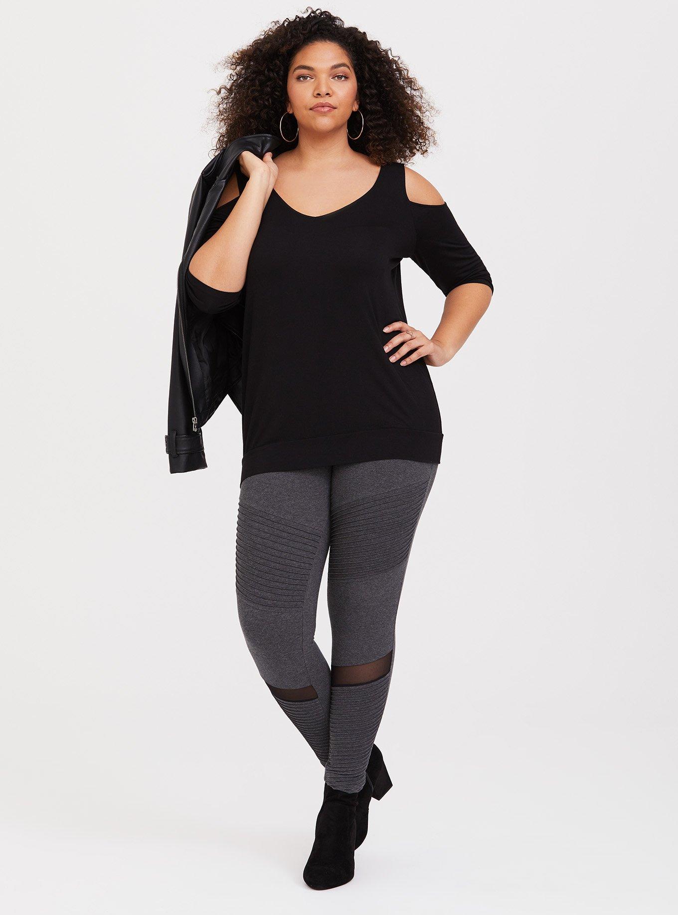 Plus Size - Super Soft Back Strappy Cold Shoulder Tee - Torrid