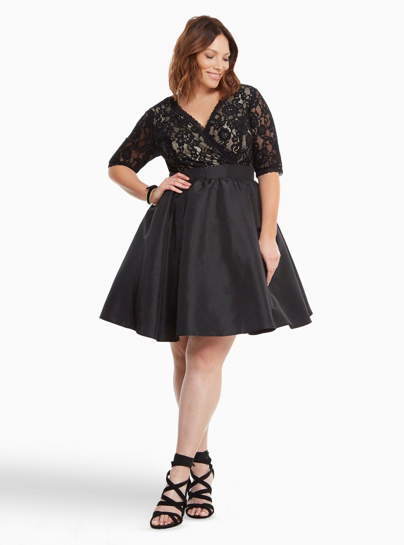 Plus Size - Lace & Taffeta Surplice Dress - Torrid