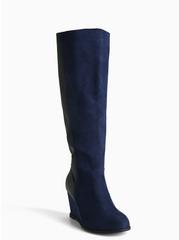 Faux Suede & Faux Leather Wedge Knee Boots (Wide Width & Wide Calf), MULTI, hi-res