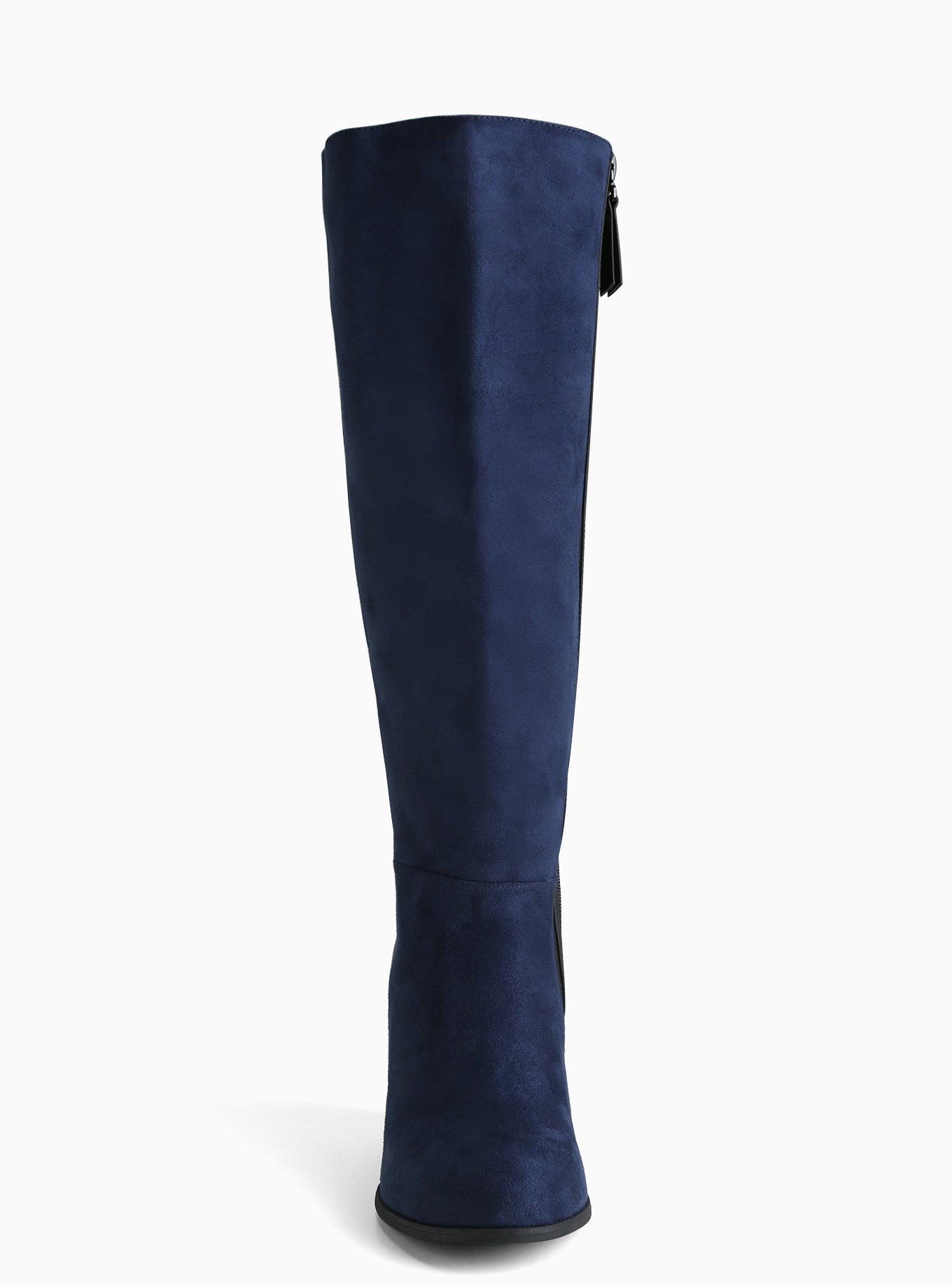 Faux Suede & Faux Leather Wedge Knee Boots (Wide Width & Wide Calf), , alternate