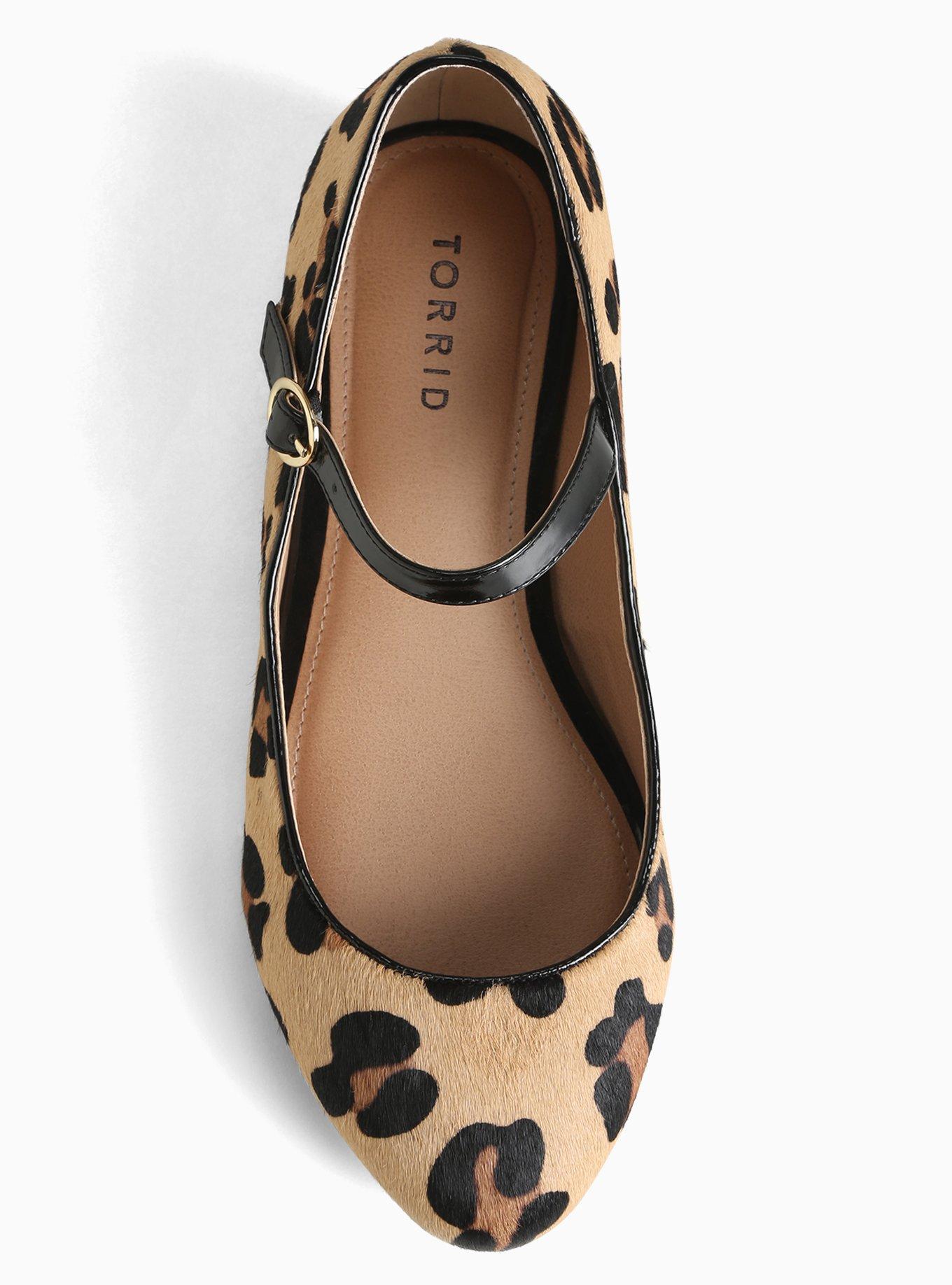 Plus Size - Leopard Print Calf Hair Micro Mary Jane Heels (Wide Width ...