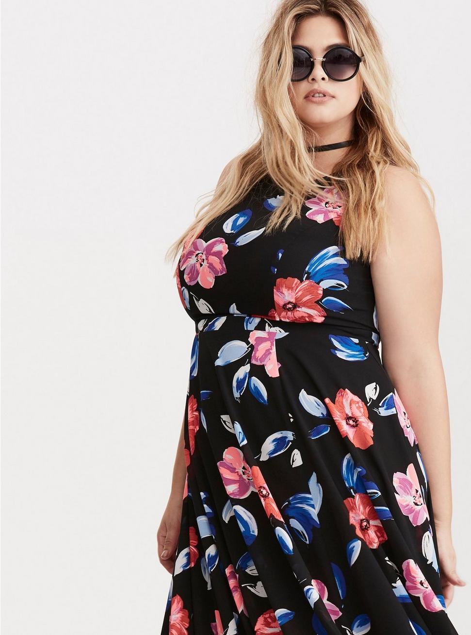 Plus Size - Floral Print Georgette High Neck Maxi Dress - Torrid