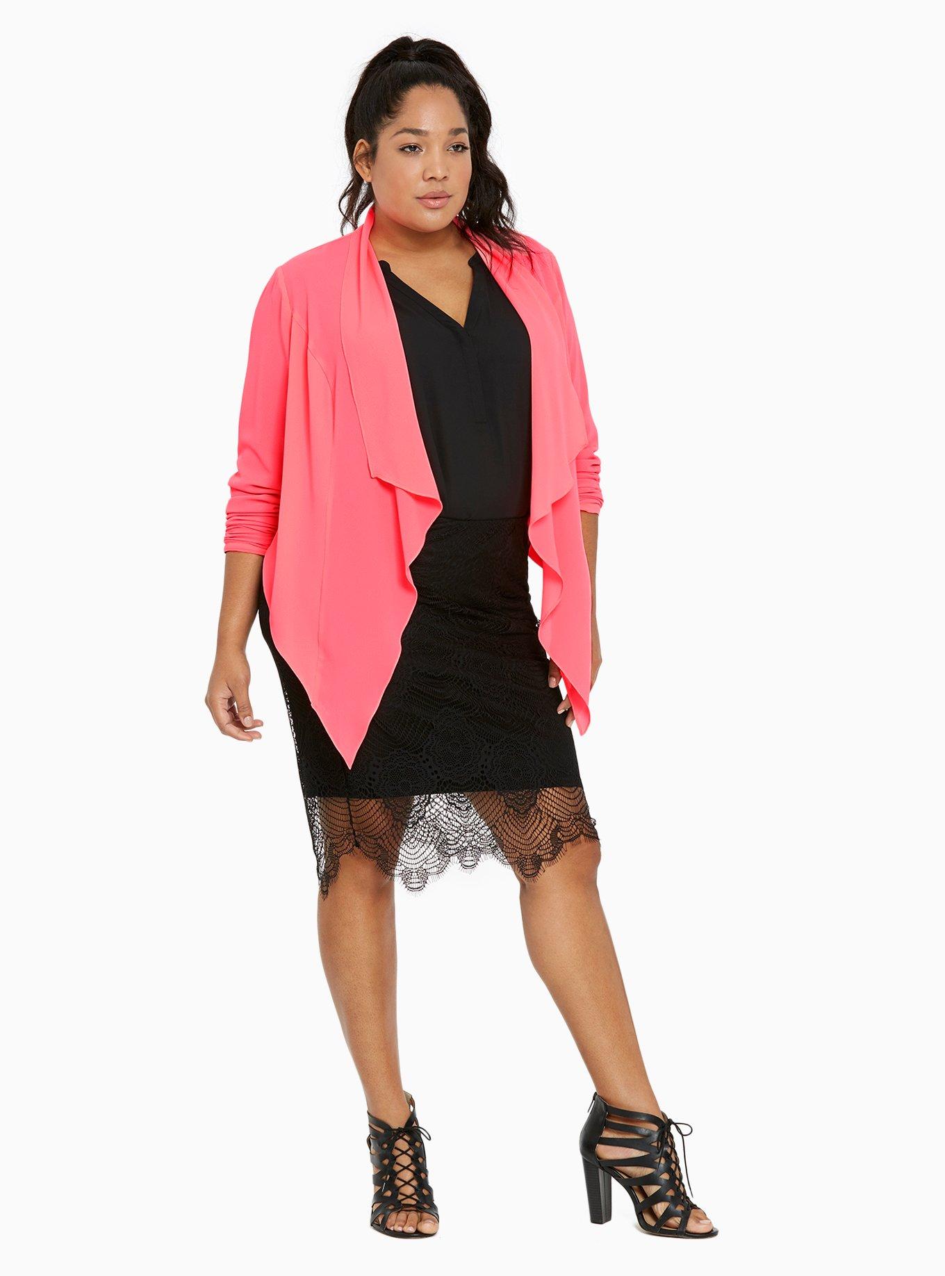 Crepe Drape Front Blazer, FESTIVAL PINK, alternate