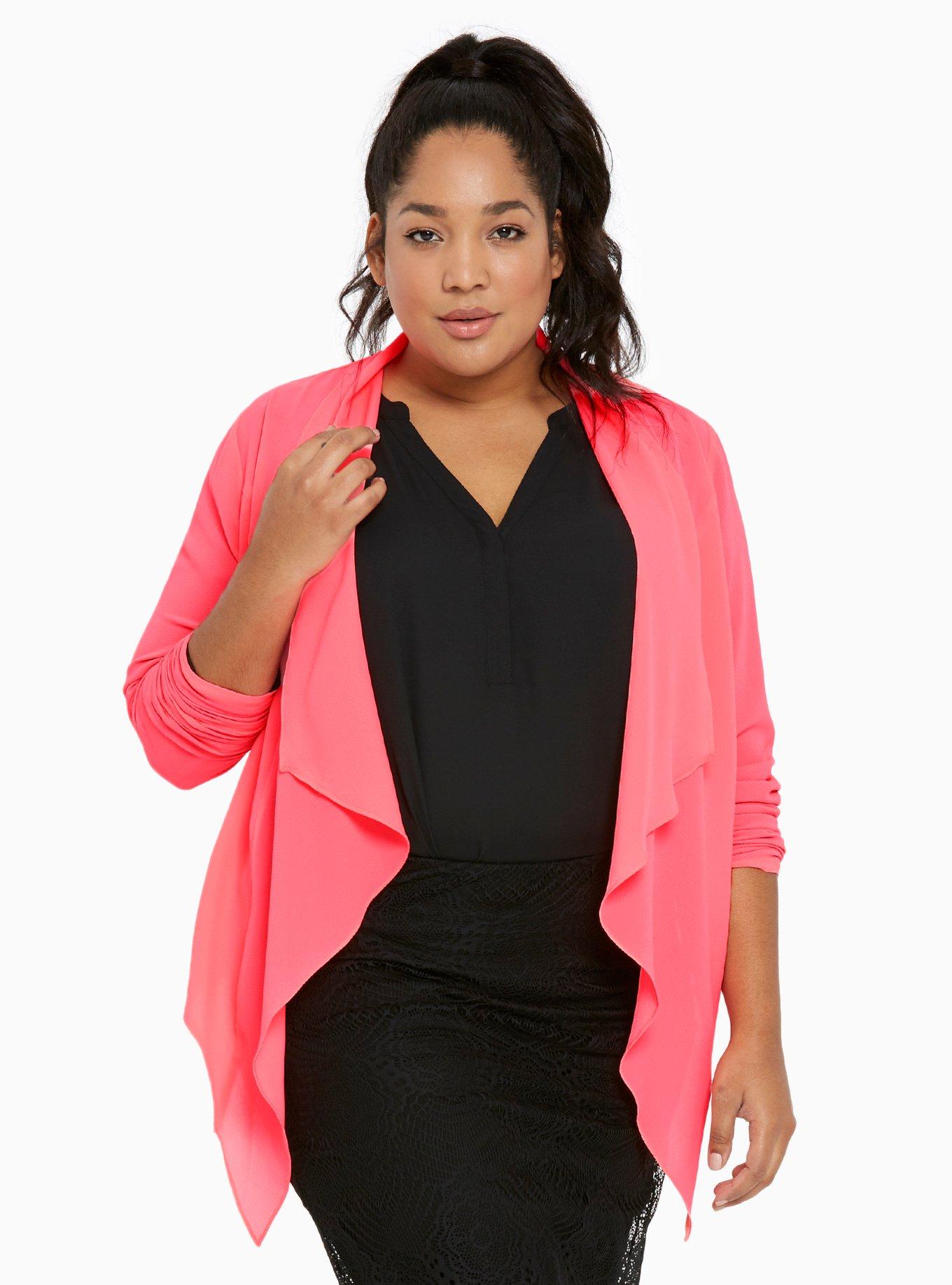 Crepe Drape Front Blazer, FESTIVAL PINK, hi-res