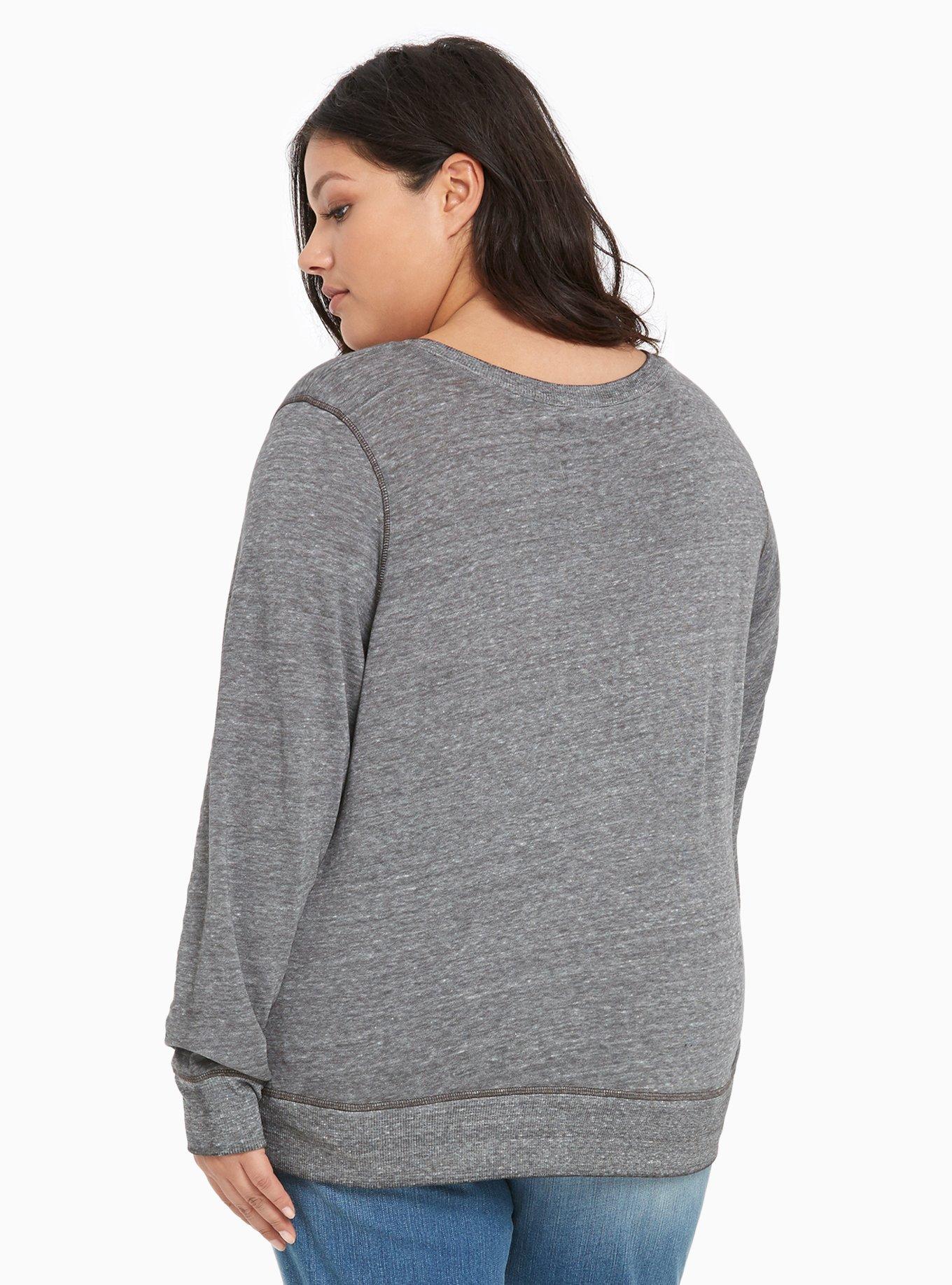 Plus Size Flower Peace Sweatshirt, HEATHER GREY, alternate