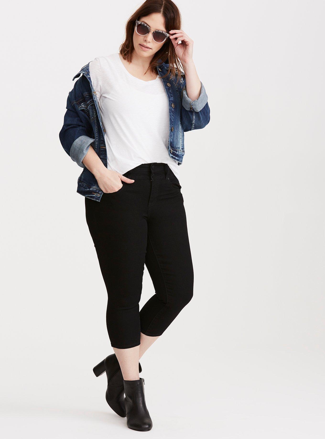 Plus Size Torrid Cropped High-Rise Skinny Jeans - Black Wash, NONEC, alternate