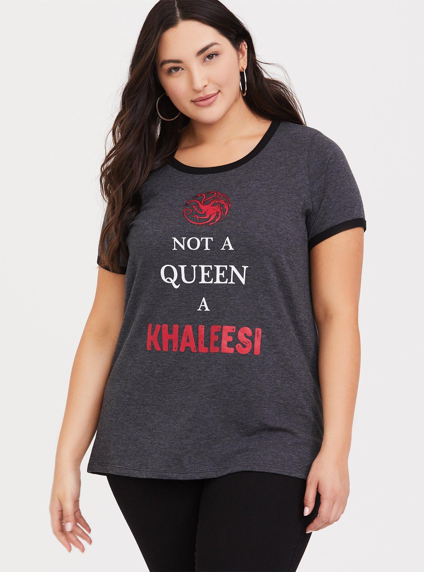 Plus Size Game of Thrones Khaleesi Grey Classic Fit Ringer Tee, CHARCOAL, hi-res