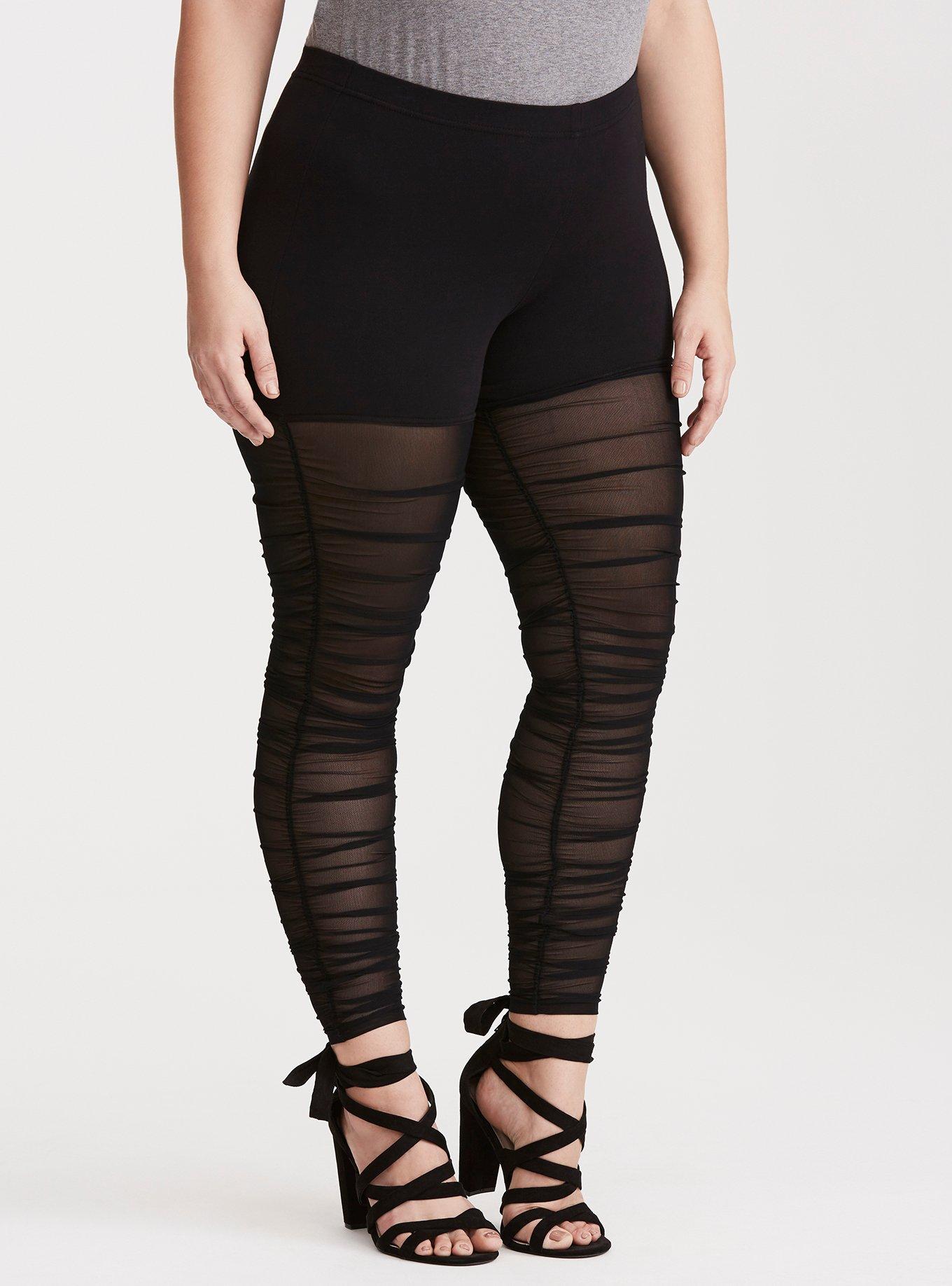 Plus Size - Black Mesh Inset Leggings - Torrid