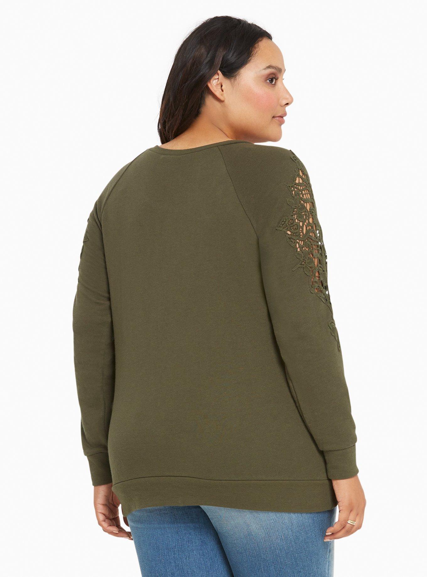 Plus Size Crochet Inset Sweatshirt, NONEC, alternate