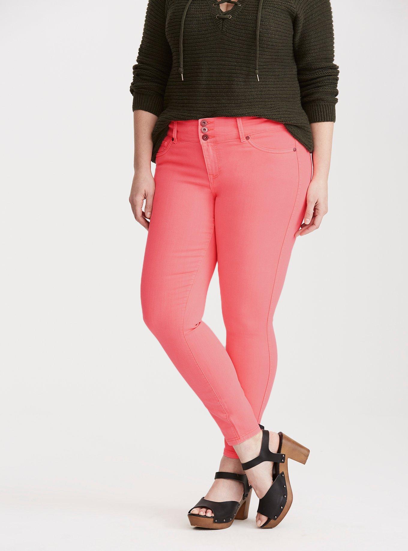 Plus Size Jegging Neon Pink Wash Torrid