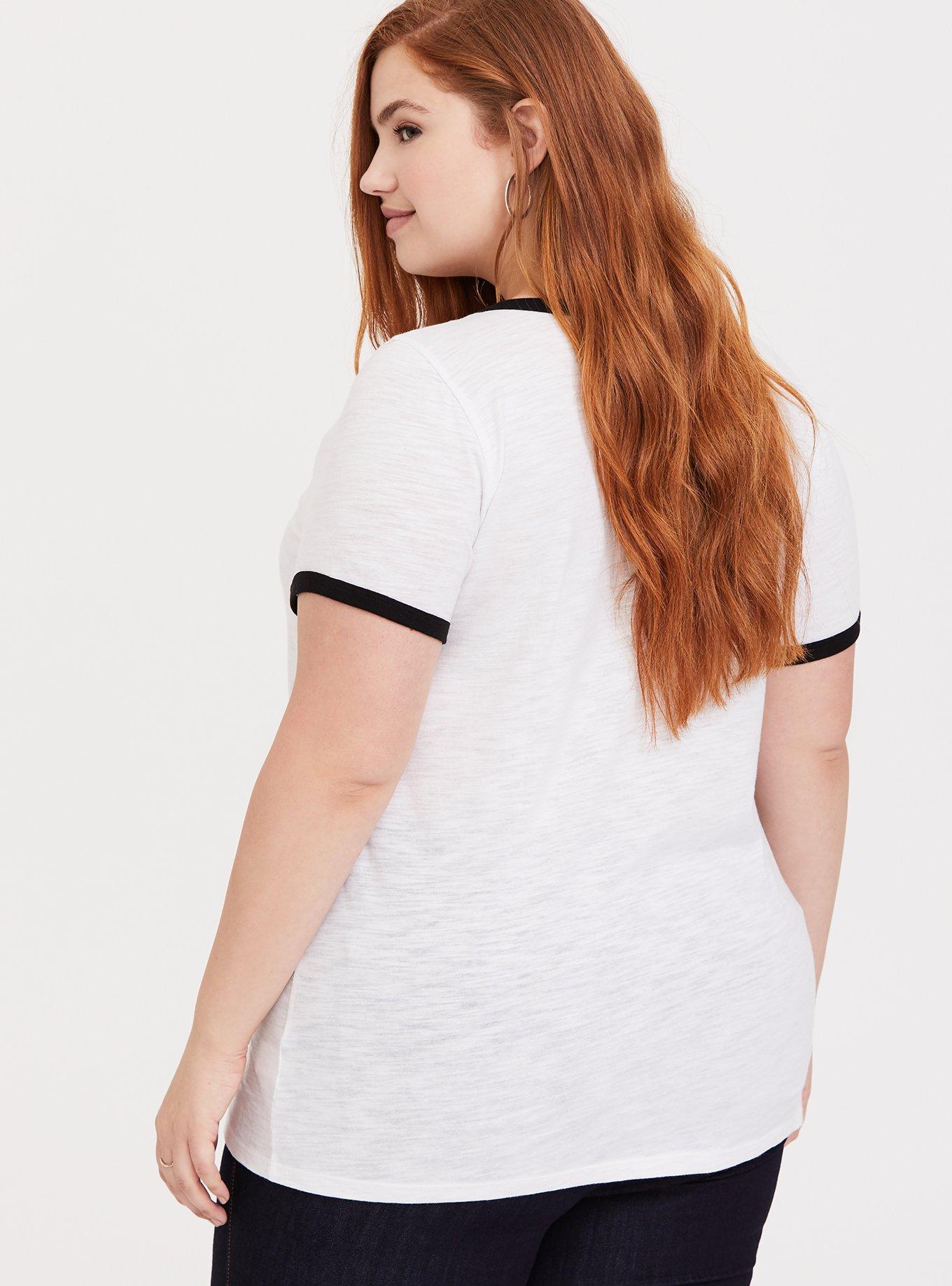 Not Sorry White Slub Classic Fit Ringer Tee, NONEC, alternate