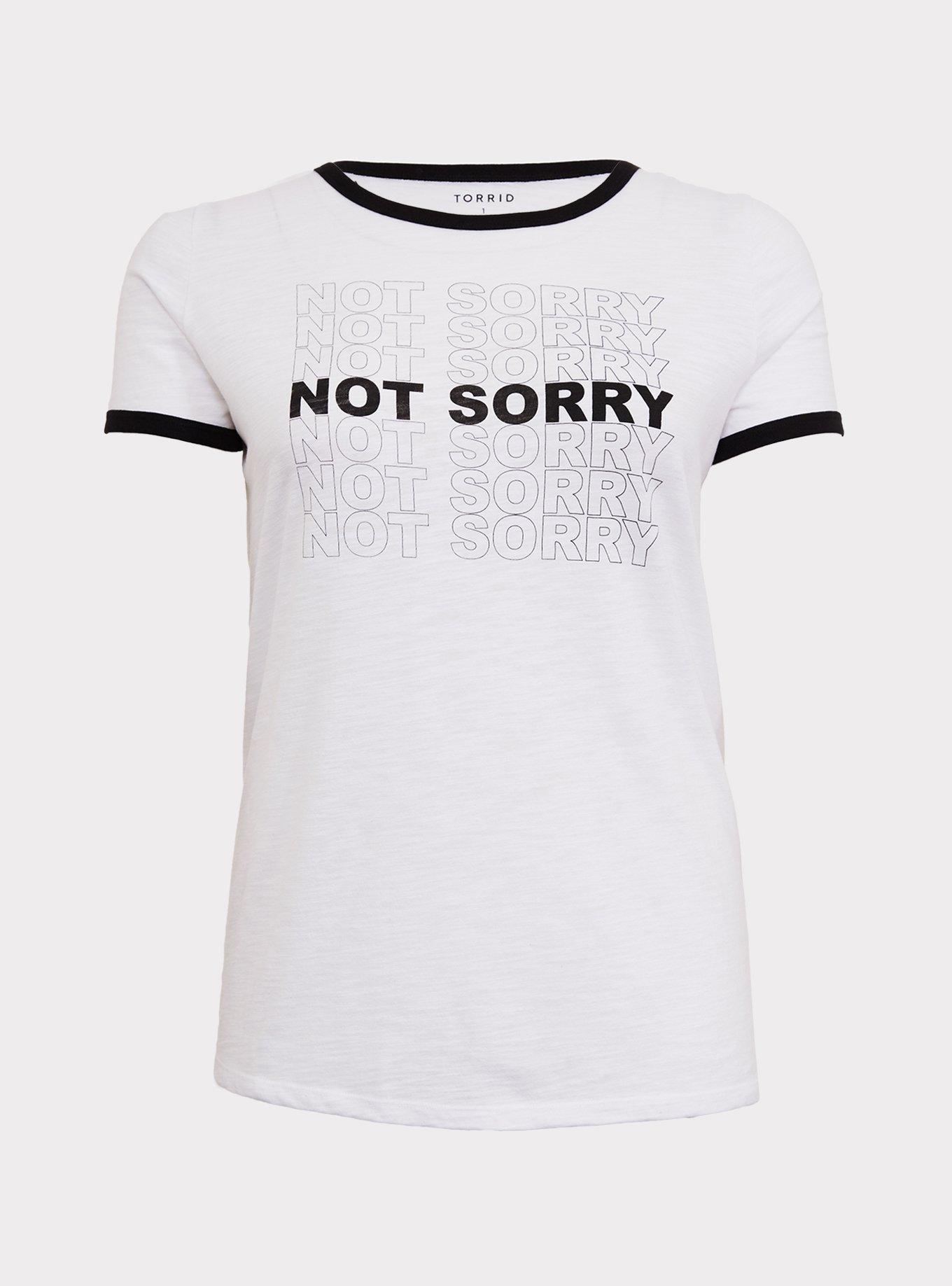 Not Sorry White Slub Classic Fit Ringer Tee, NONEC, hi-res