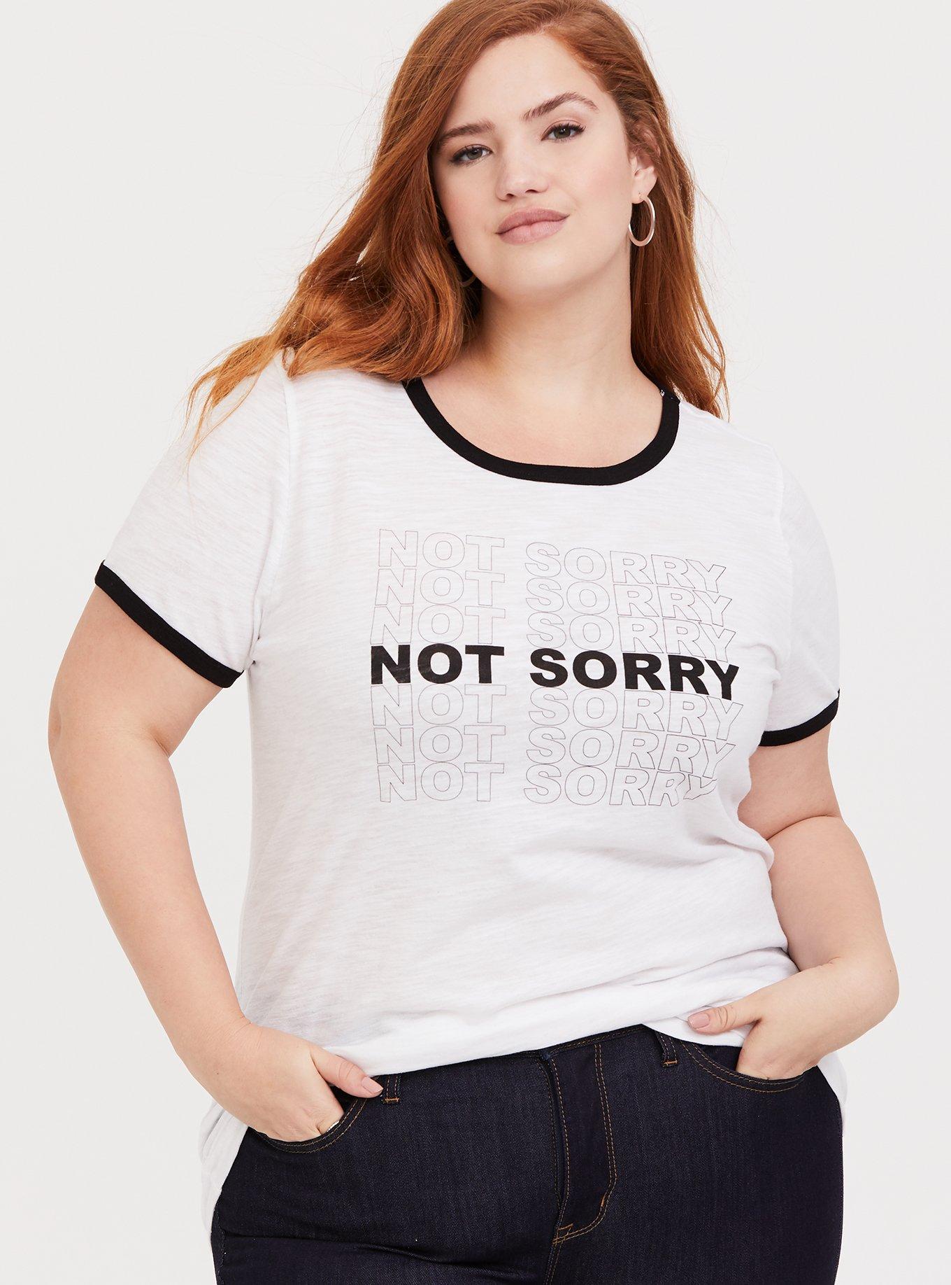 Not Sorry White Slub Classic Fit Ringer Tee, NONEC, hi-res
