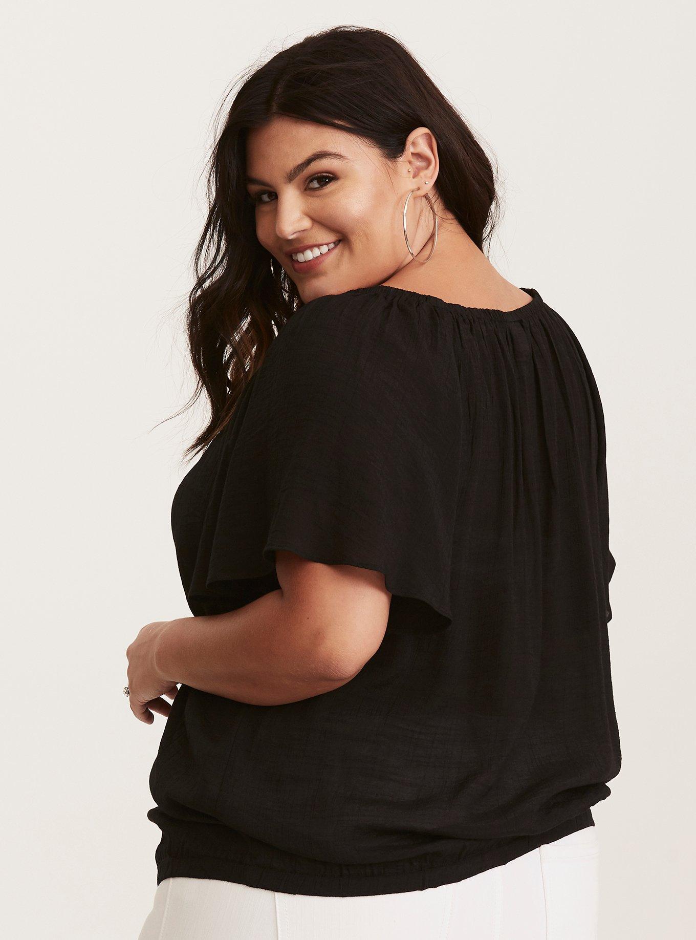 Plus Size Flutter Sleeve Banded Bottom Top Torrid