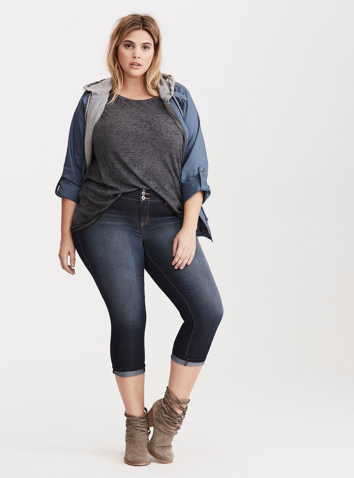 Plus Size Burnout Ribbed Knit Tee, NONEC, alternate