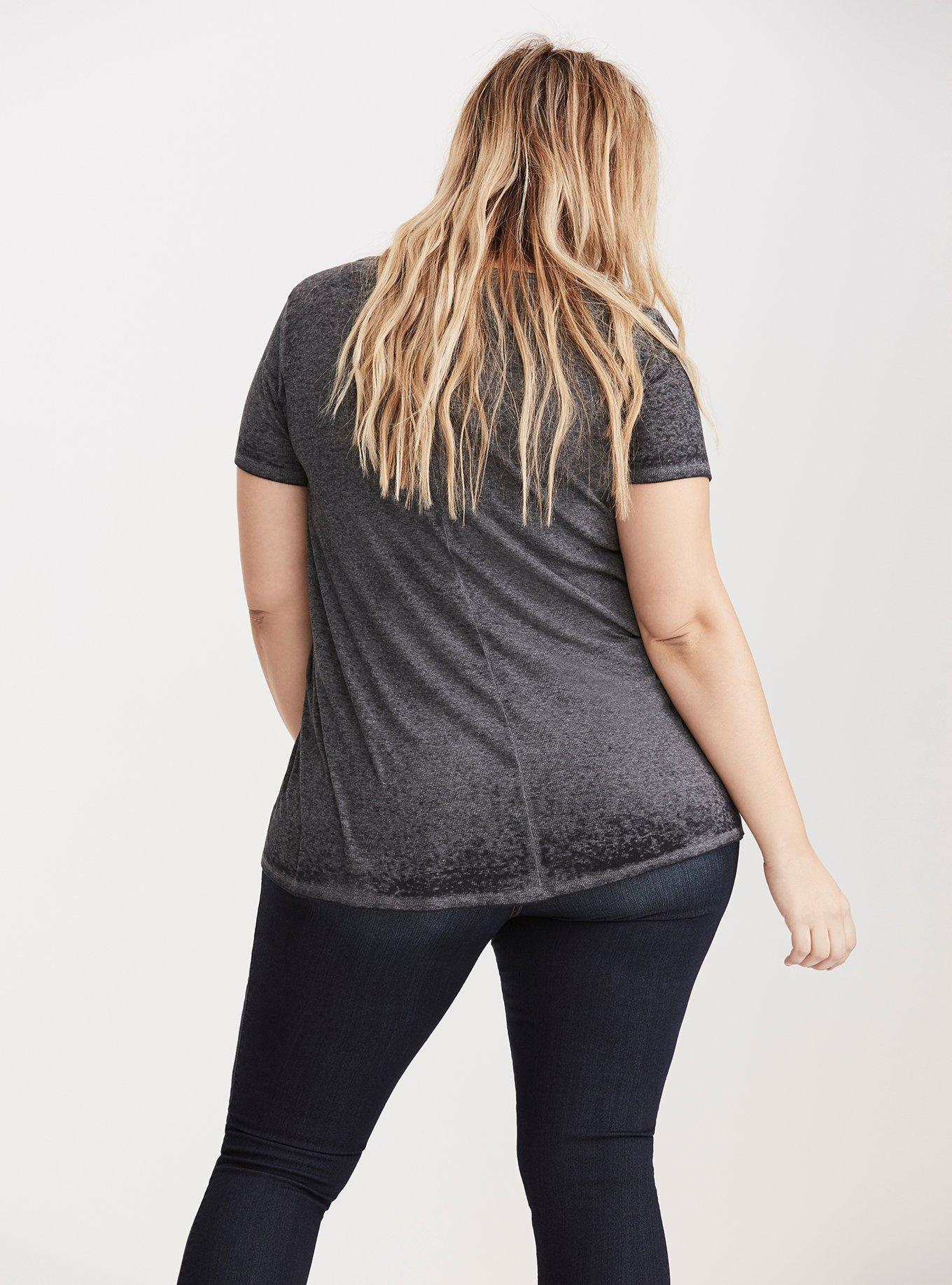 Plus Size Burnout Ribbed Knit Tee, NONEC, alternate