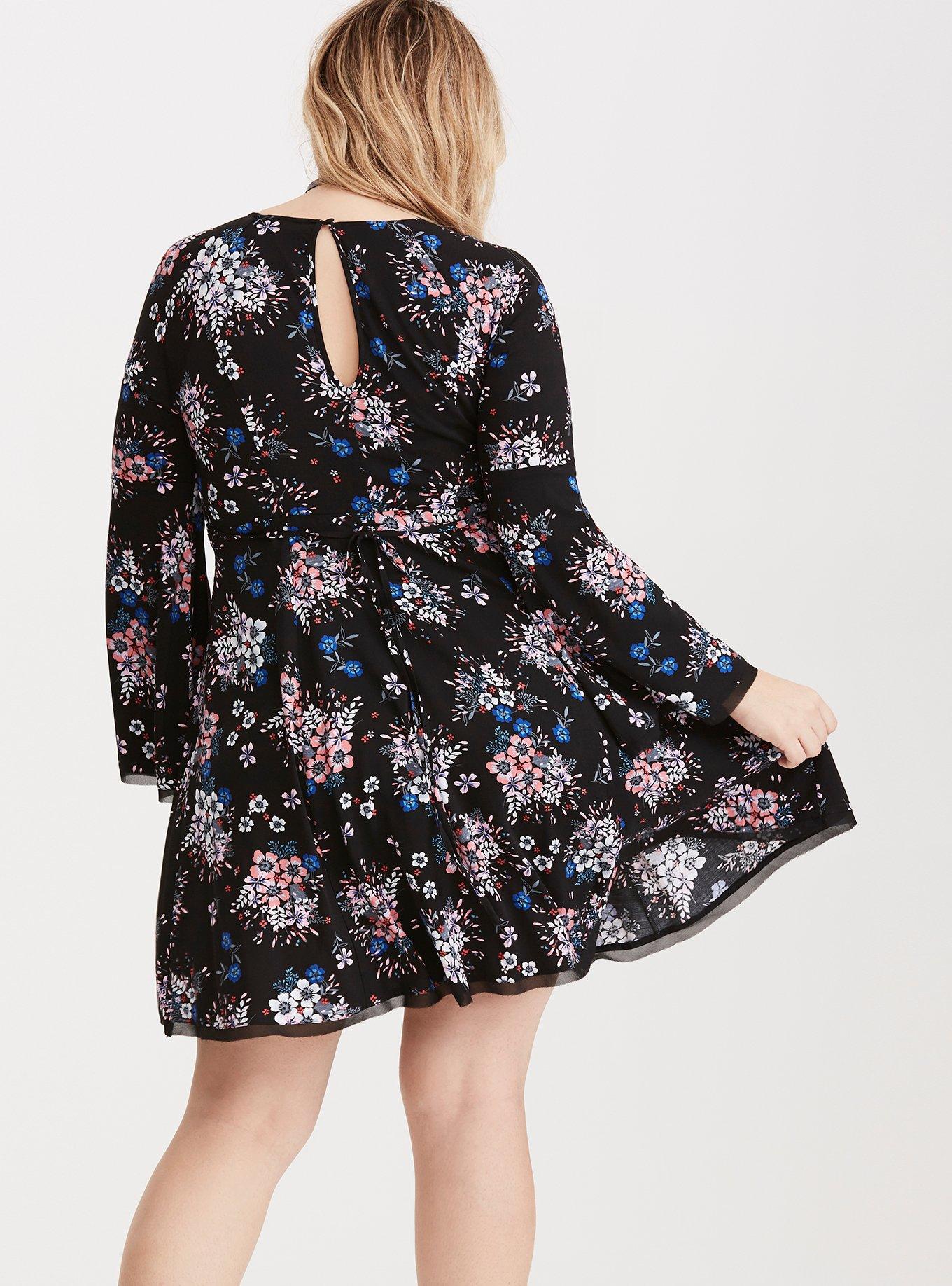 Plus Size Floral Challis Bell Sleeve Dress Torrid