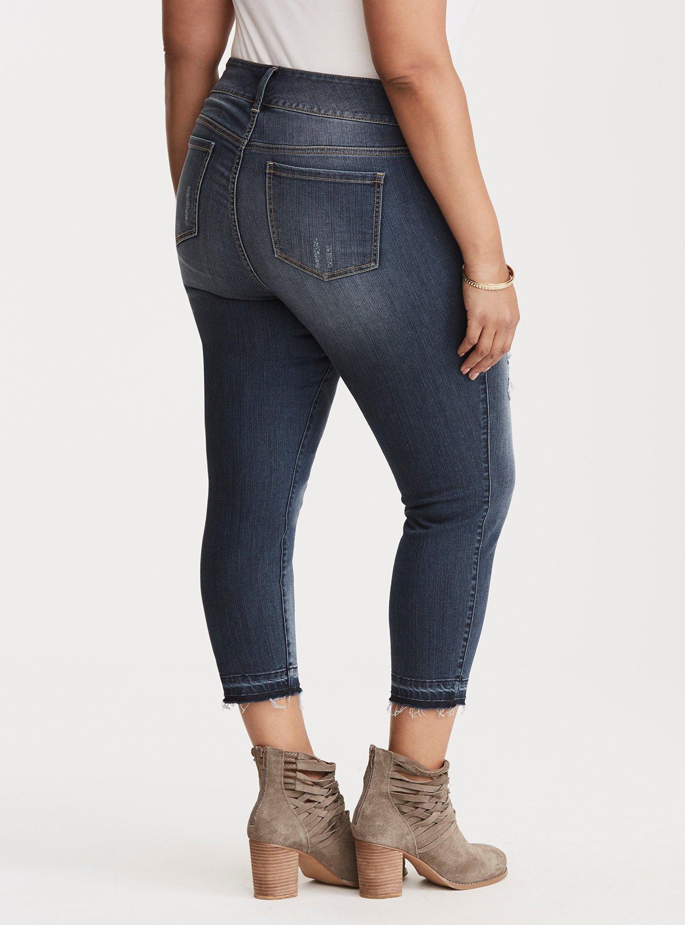 Plus Size - Torrid Premium Stretch Cropped Jeggings - Dark Wash with ...