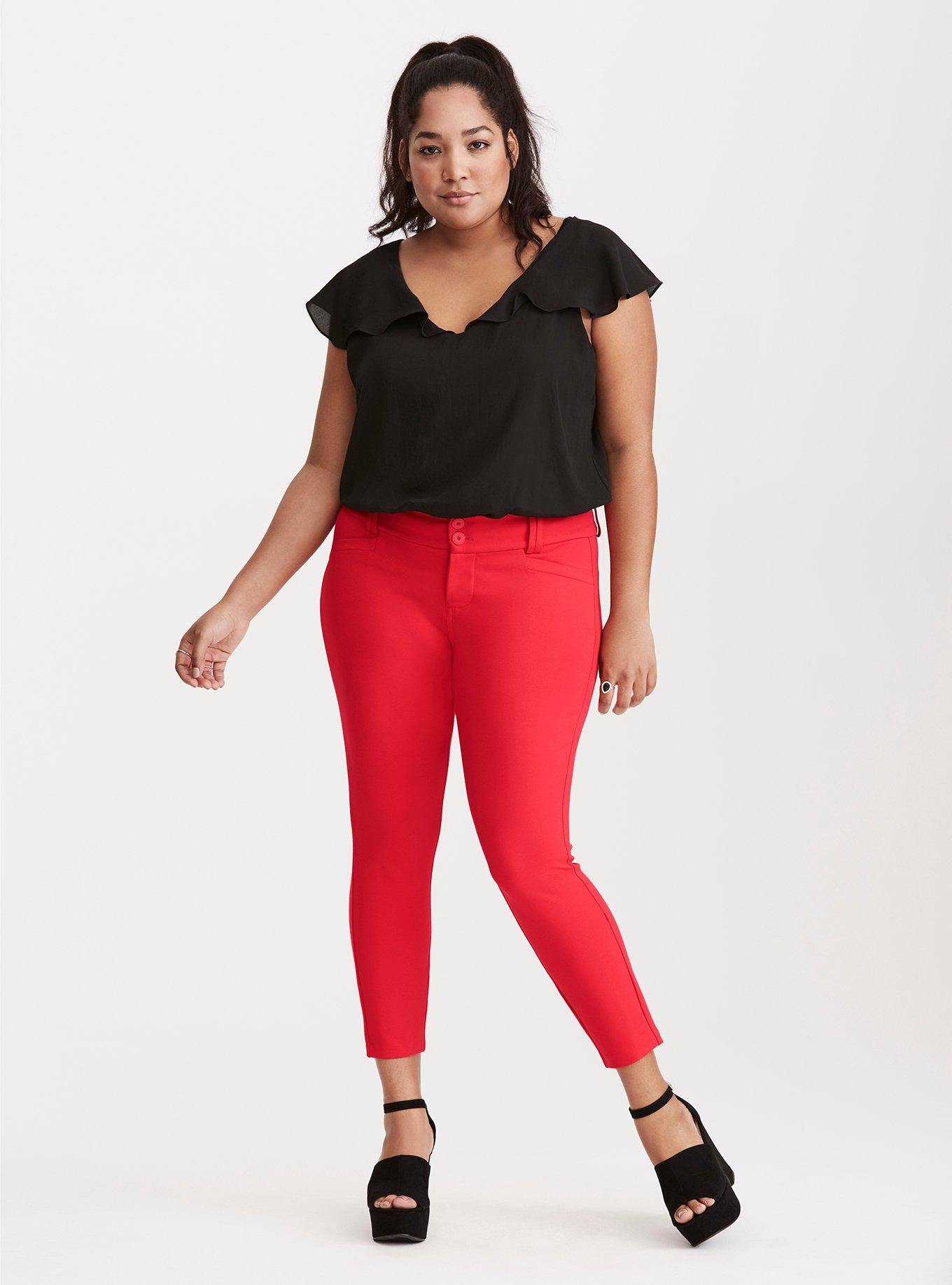 Cropped Trouser Pant - Red All-Nighter Ponte, HIBSISCUS, alternate