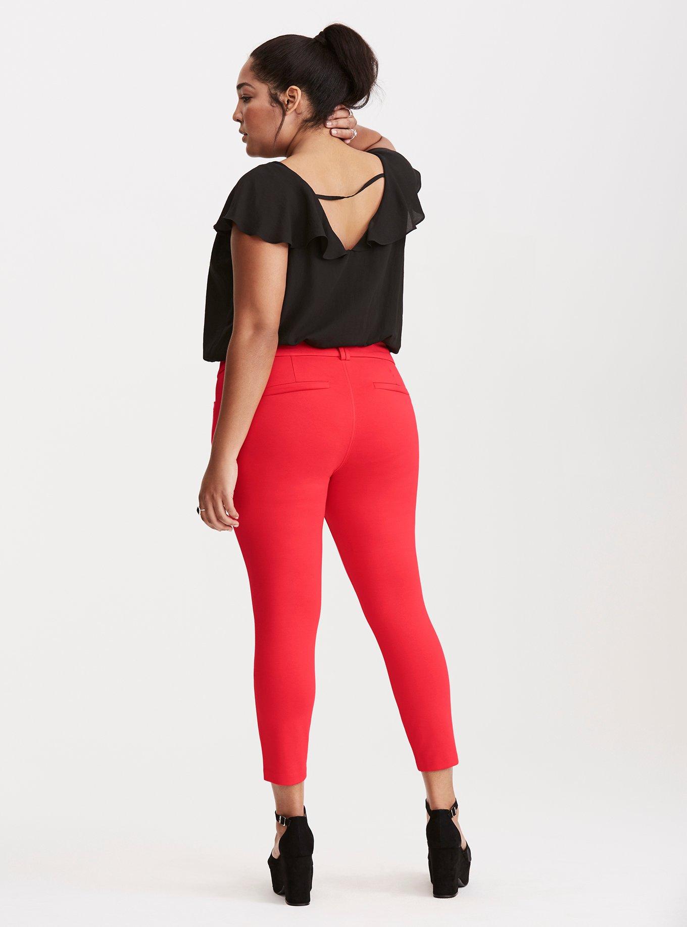 Cropped Trouser Pant - Red All-Nighter Ponte, HIBSISCUS, alternate