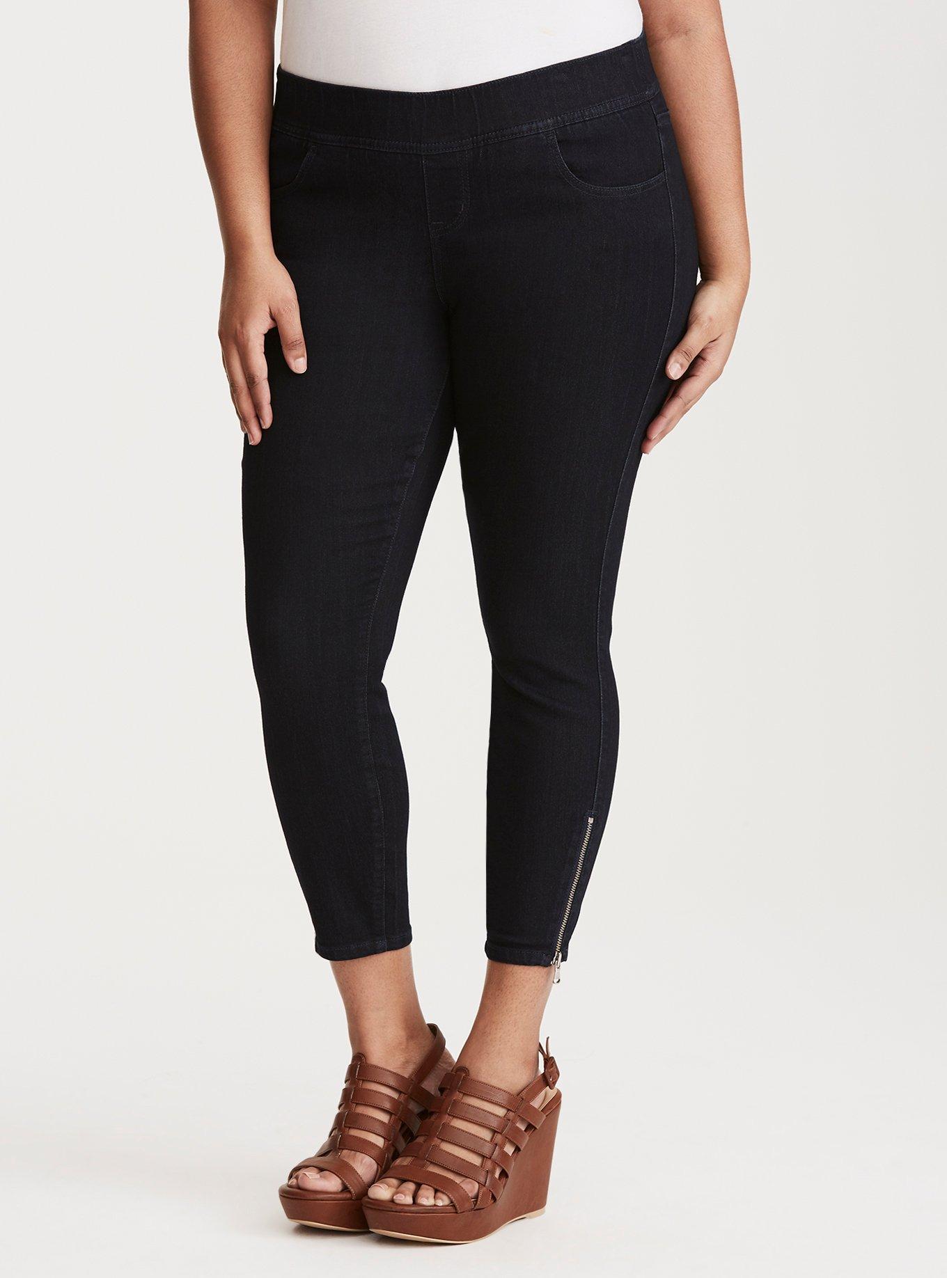 Plus Size Torrid Stiletto Zip Lean Jeans - Dark Wash, RINSE, alternate