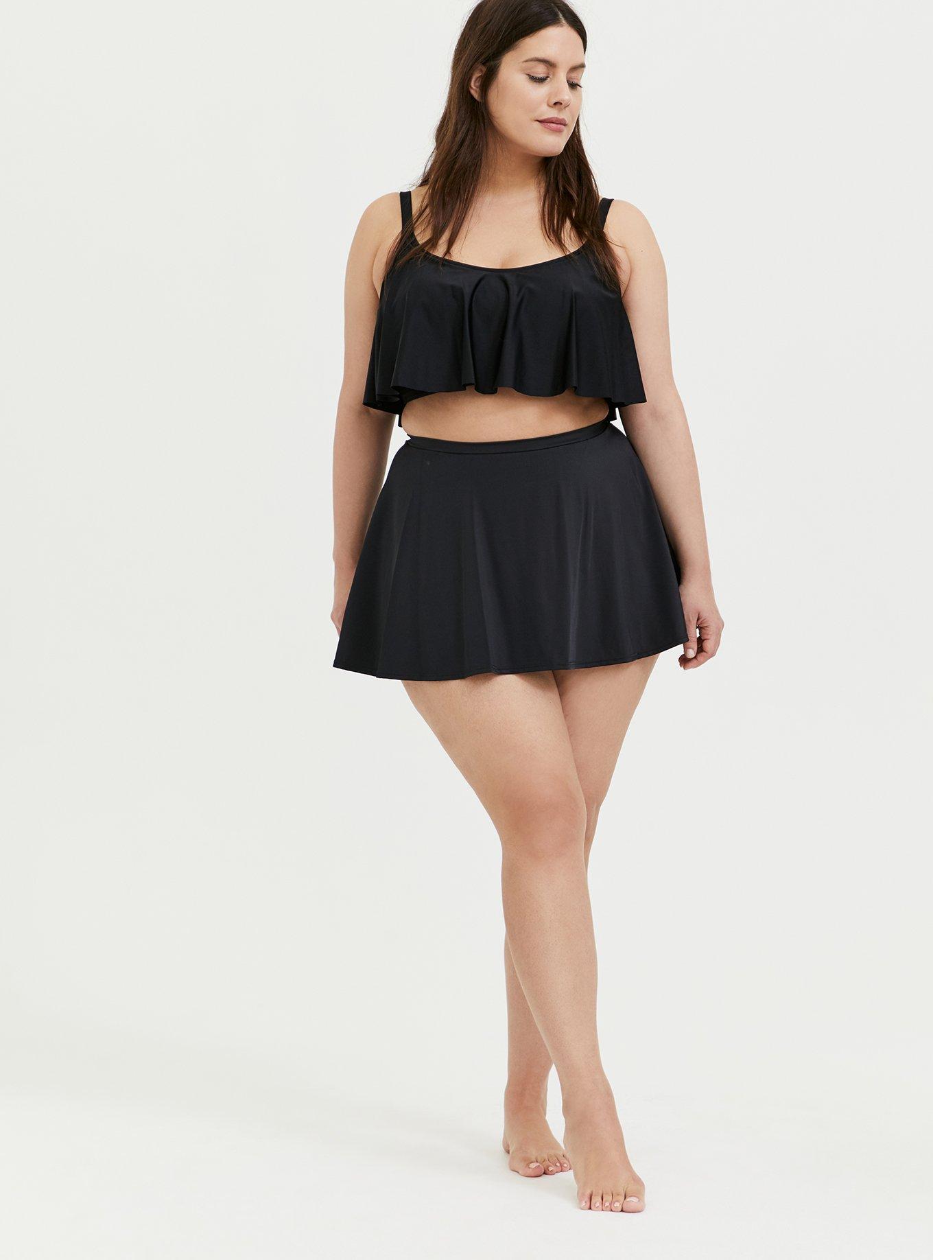 Plus size black swim on sale skirt