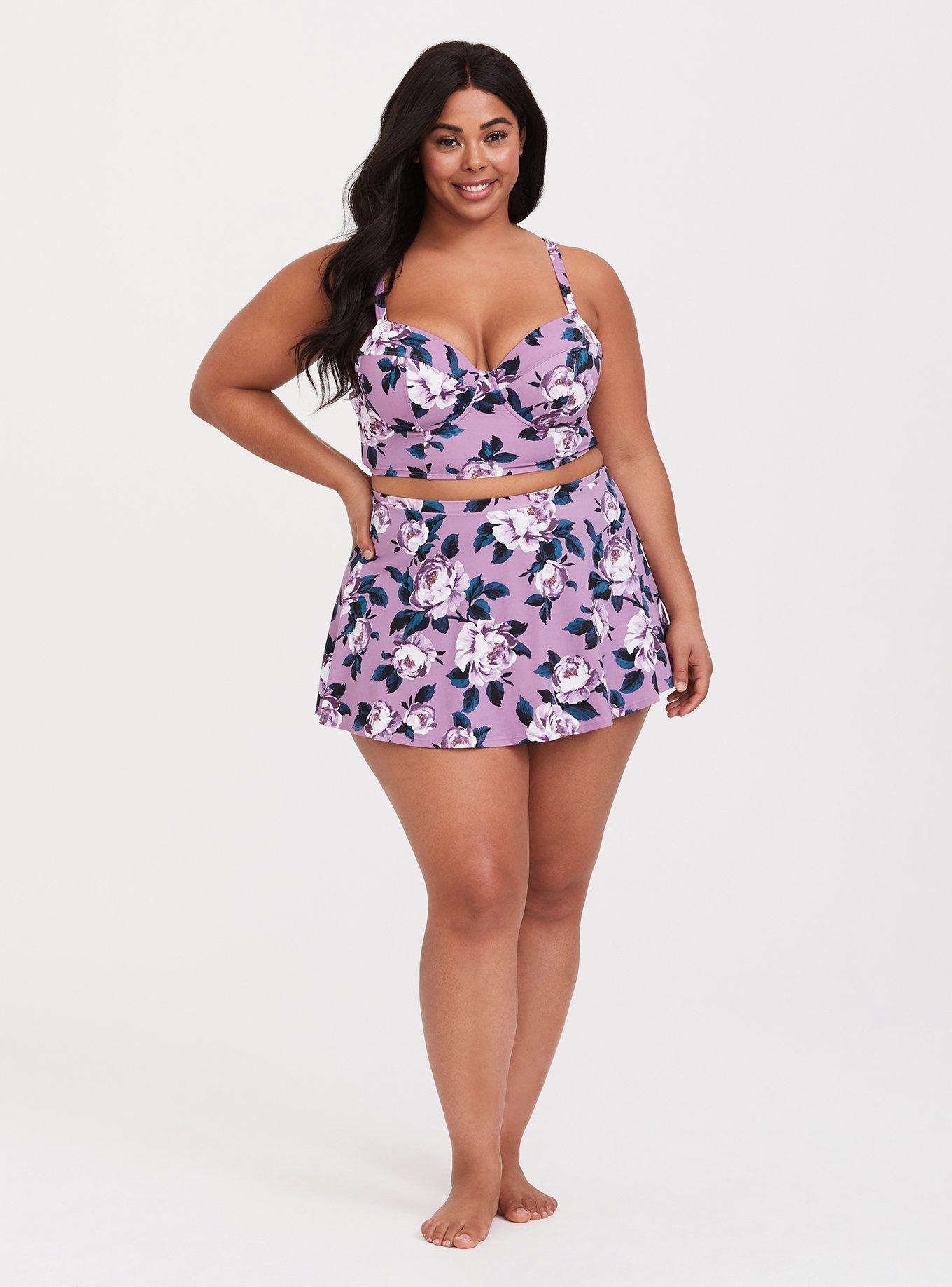 Plus Size - High-Rise Long Skater Swim Skirt With Brief - Torrid