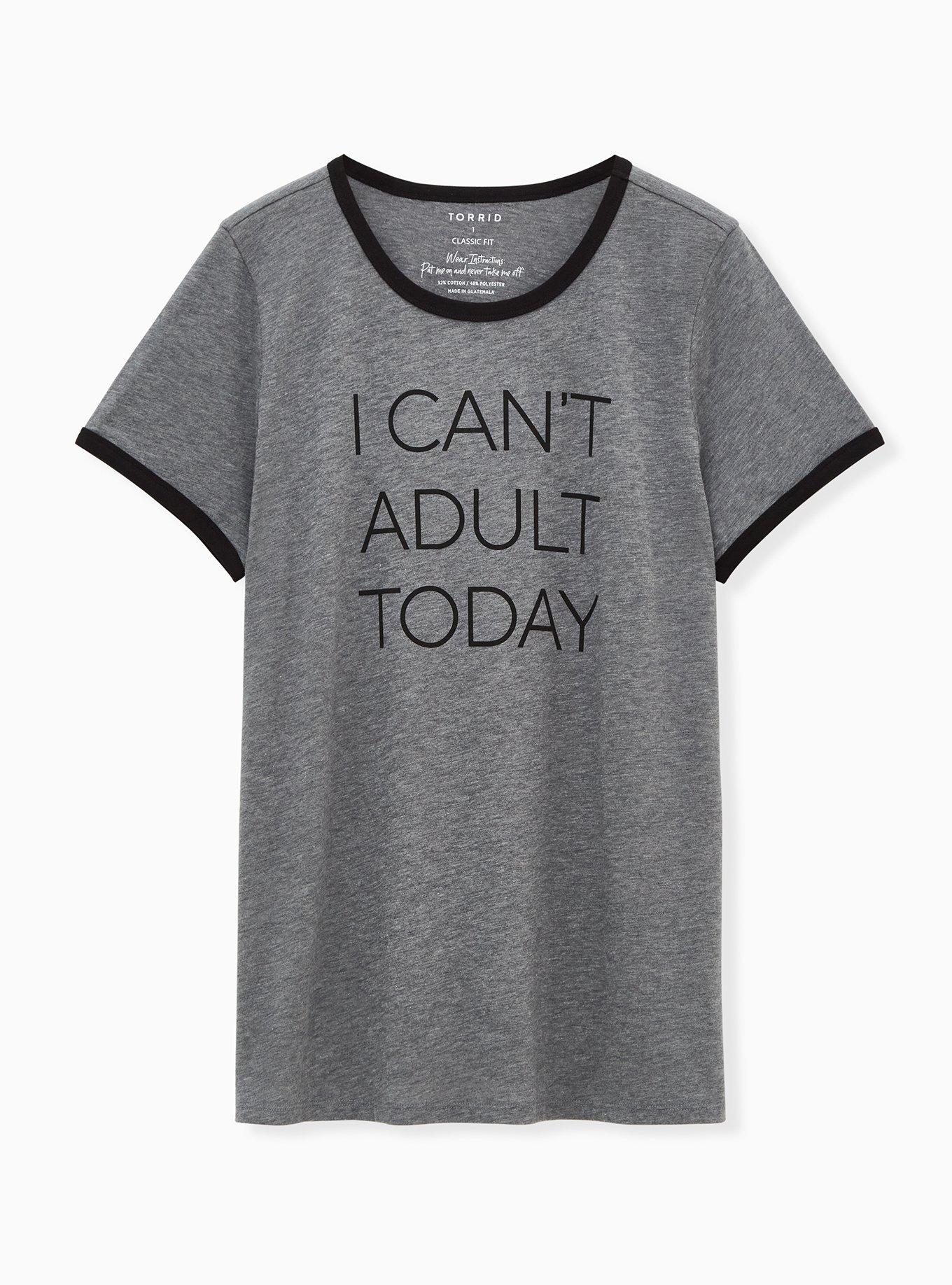 Plus Size Can't Adult Classic Fit Ringer Crew Tee - Charcoal Grey, MEDIUM HEATHER GREY, alternate
