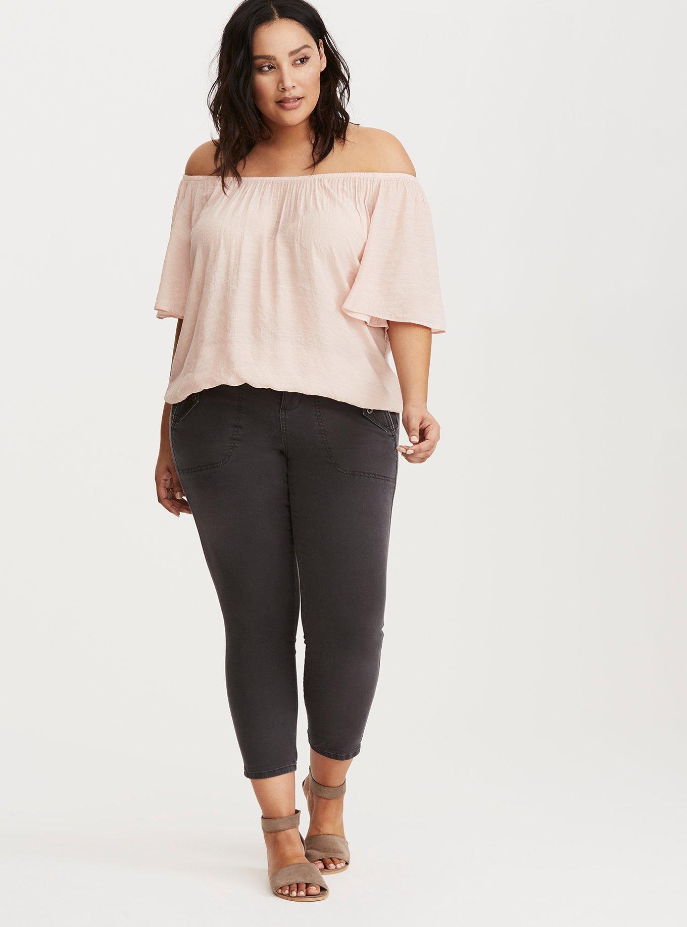 Plus Size - Woven Flutter Sleeve Banded Bottom Top - Torrid