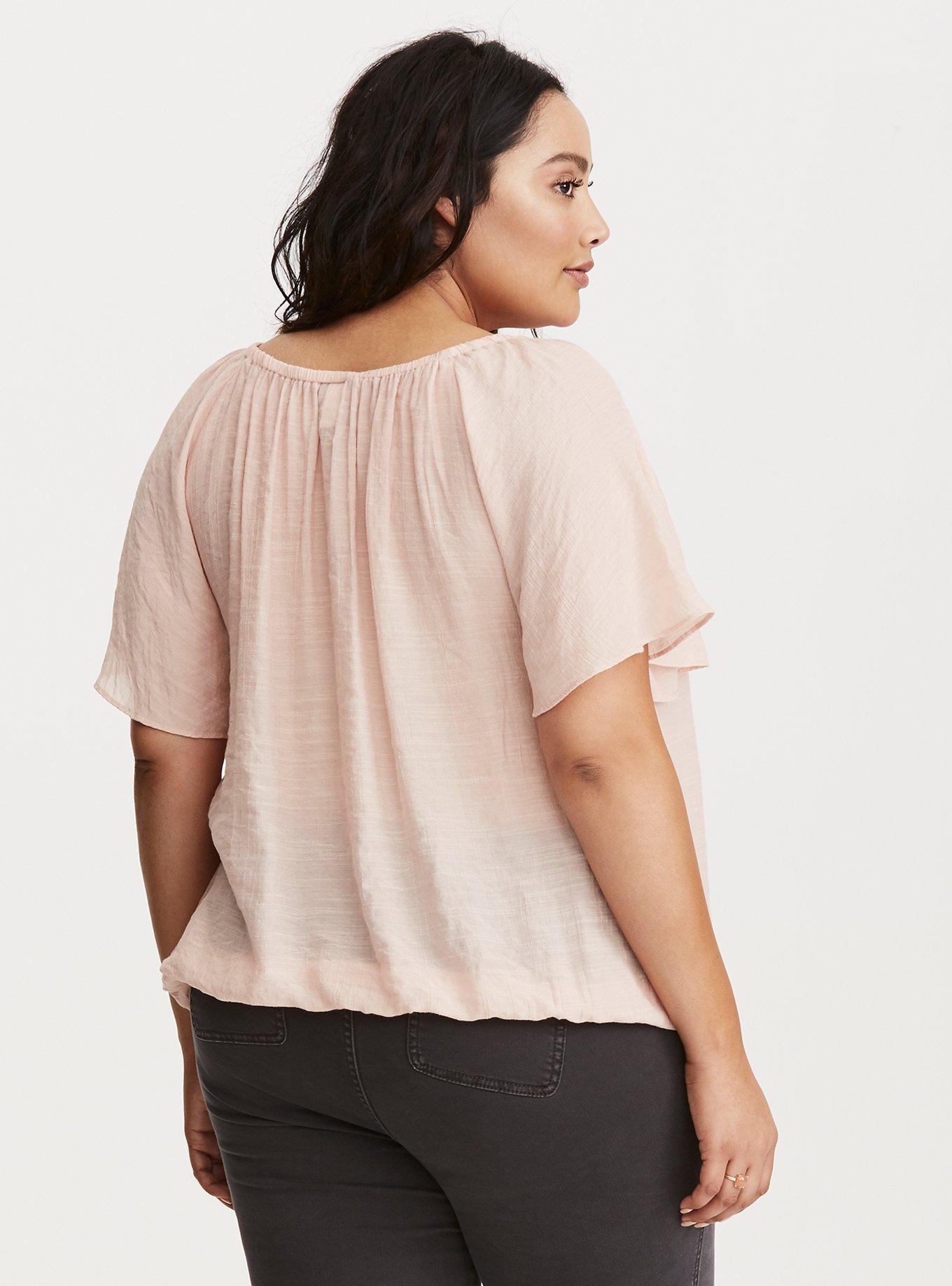 Plus Size Woven Flutter Sleeve Banded Bottom Top Torrid