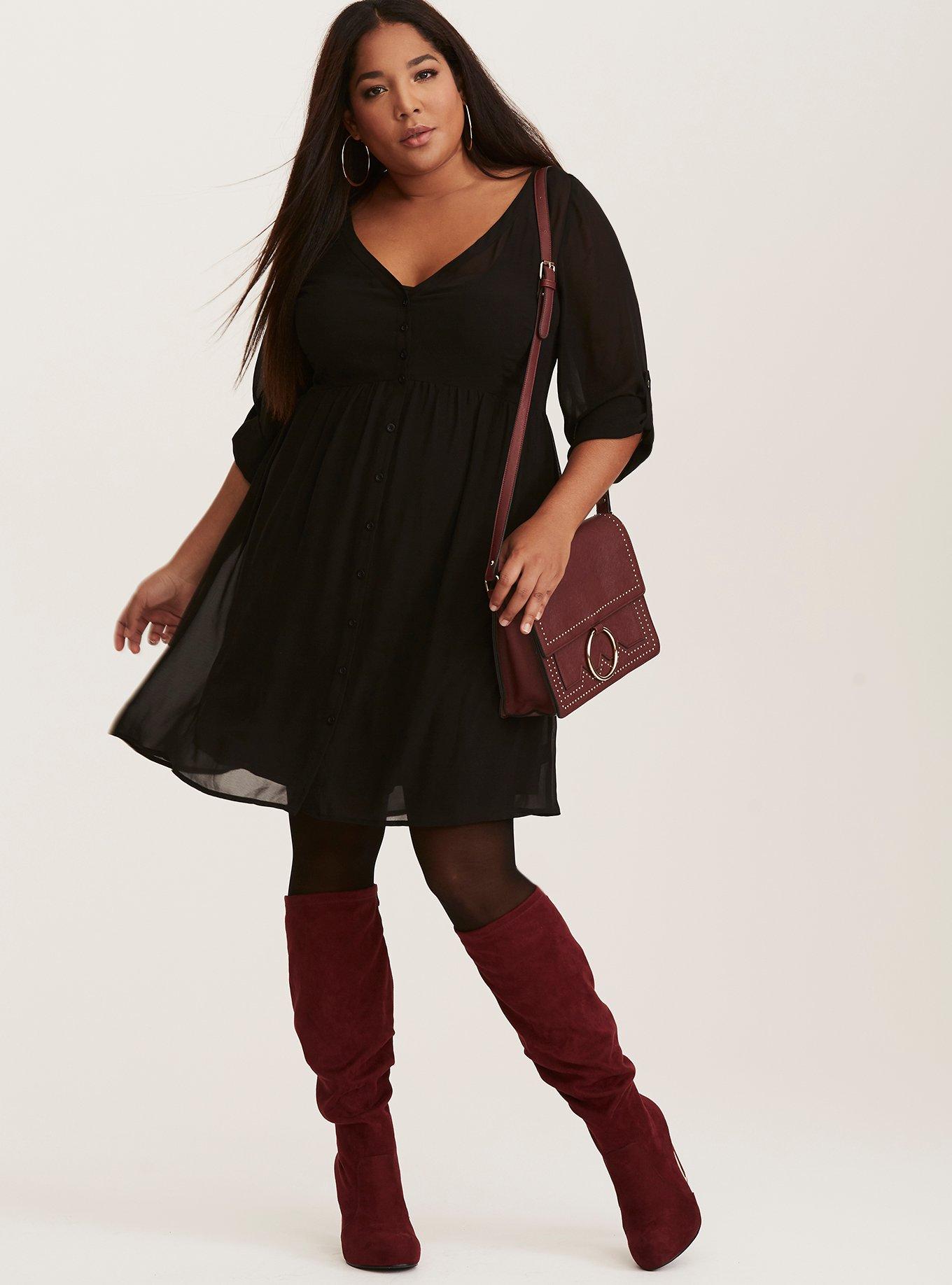 Mini Chiffon Shirt Dress, DEEP BLACK, alternate