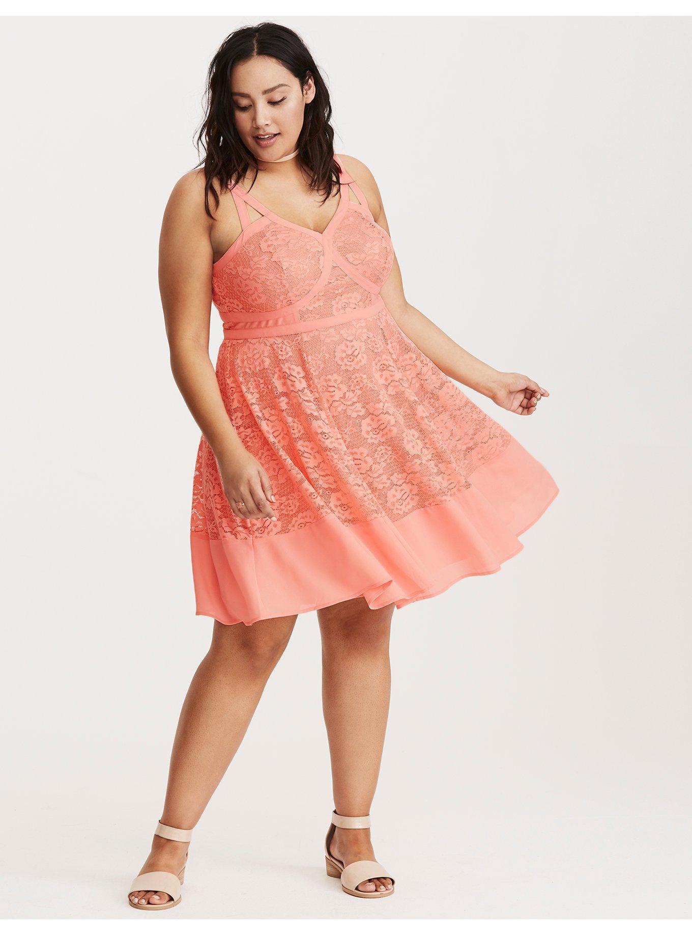Plus Size Torrid Insider Strappy Lace Skater Dress Torrid