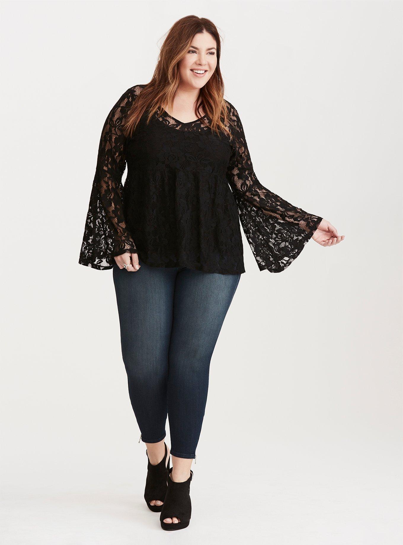 Plus Size - Lace Bell Sleeve Top - Torrid