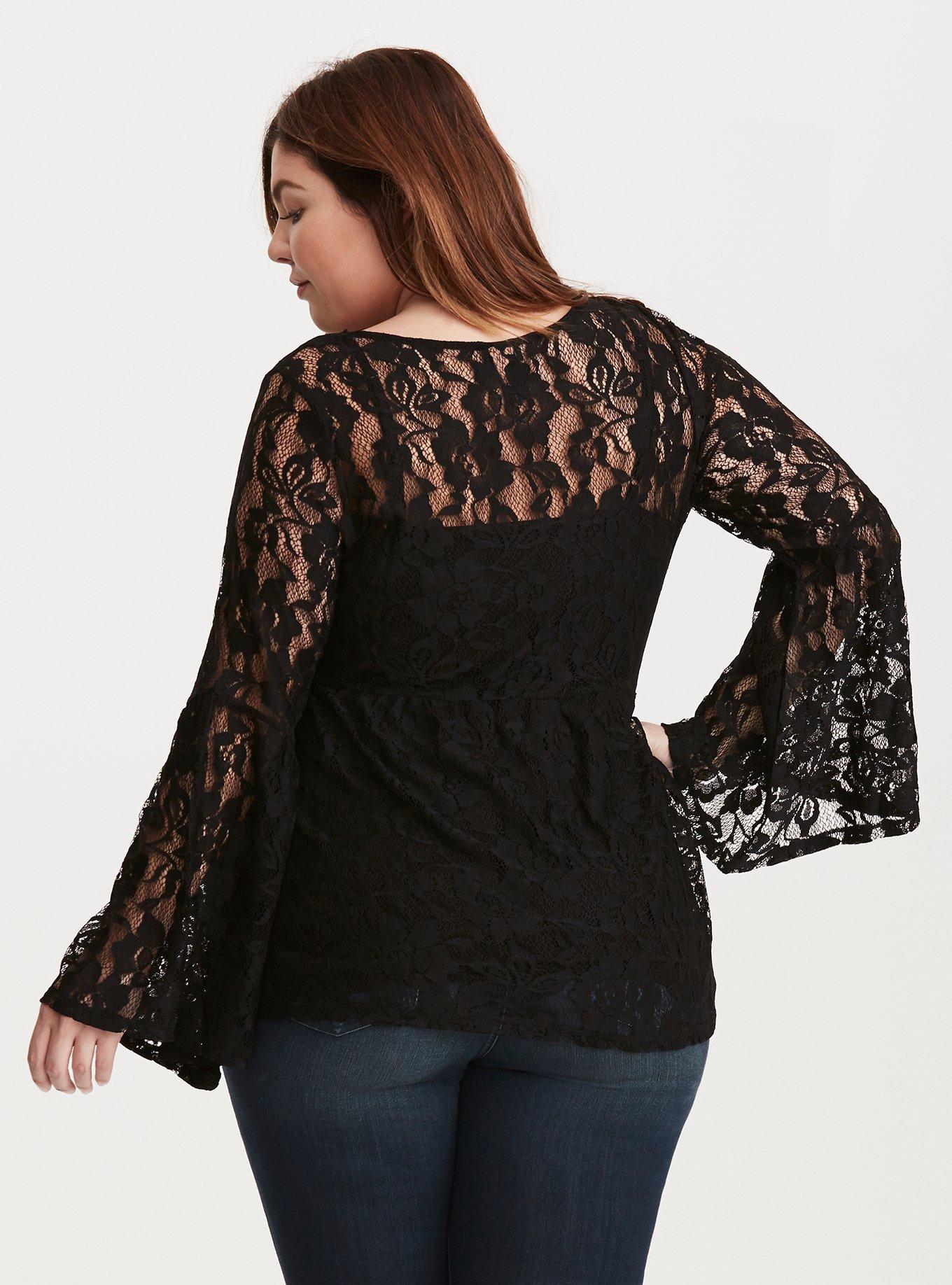 Plus Size - Lace Bell Sleeve Top - Torrid