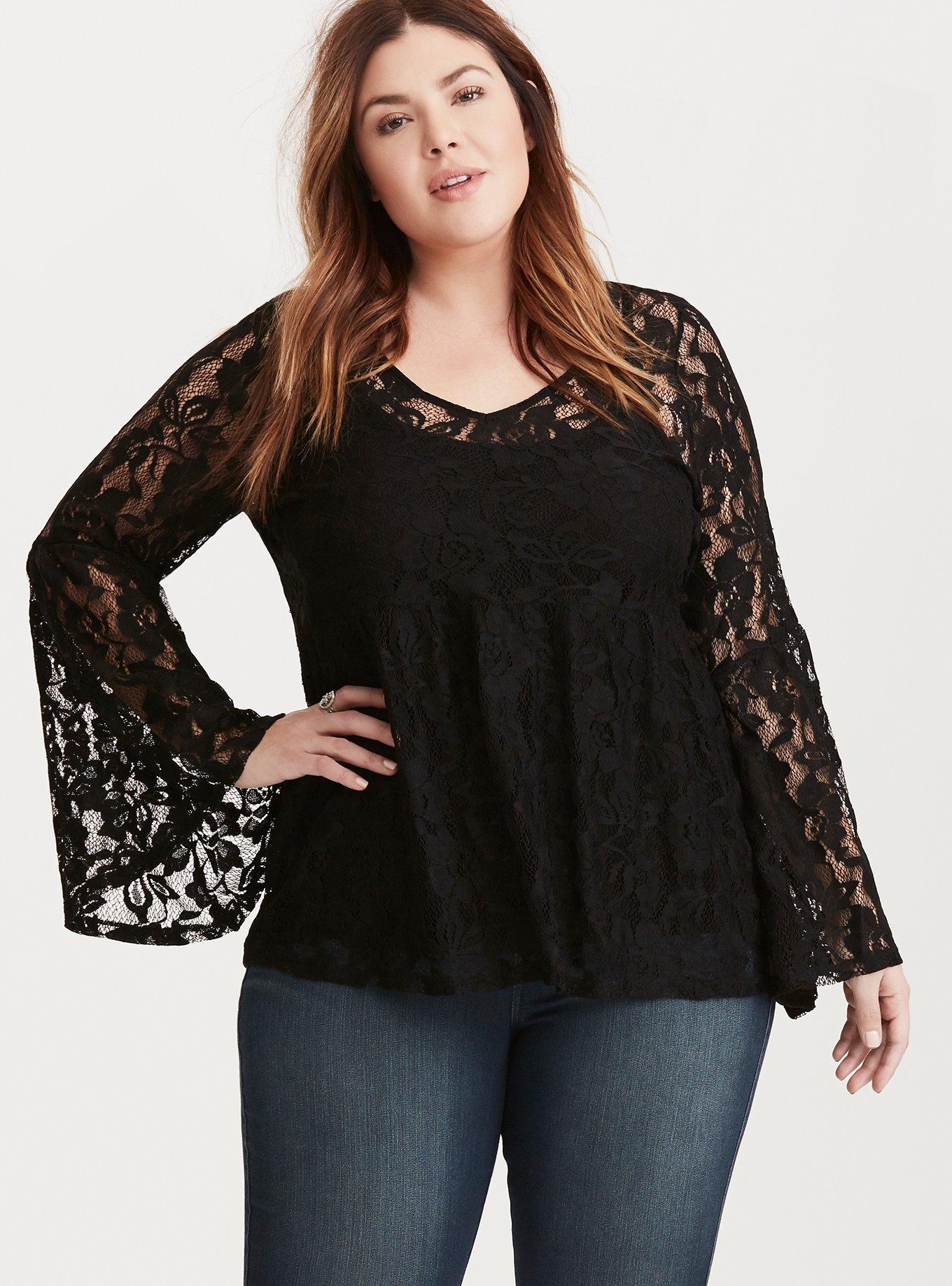 Plus Size - Lace Bell Sleeve Top - Torrid