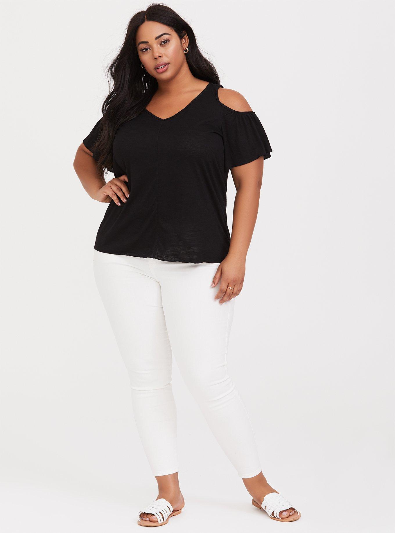 Plus Size Black Cold Shoulder Tee Torrid