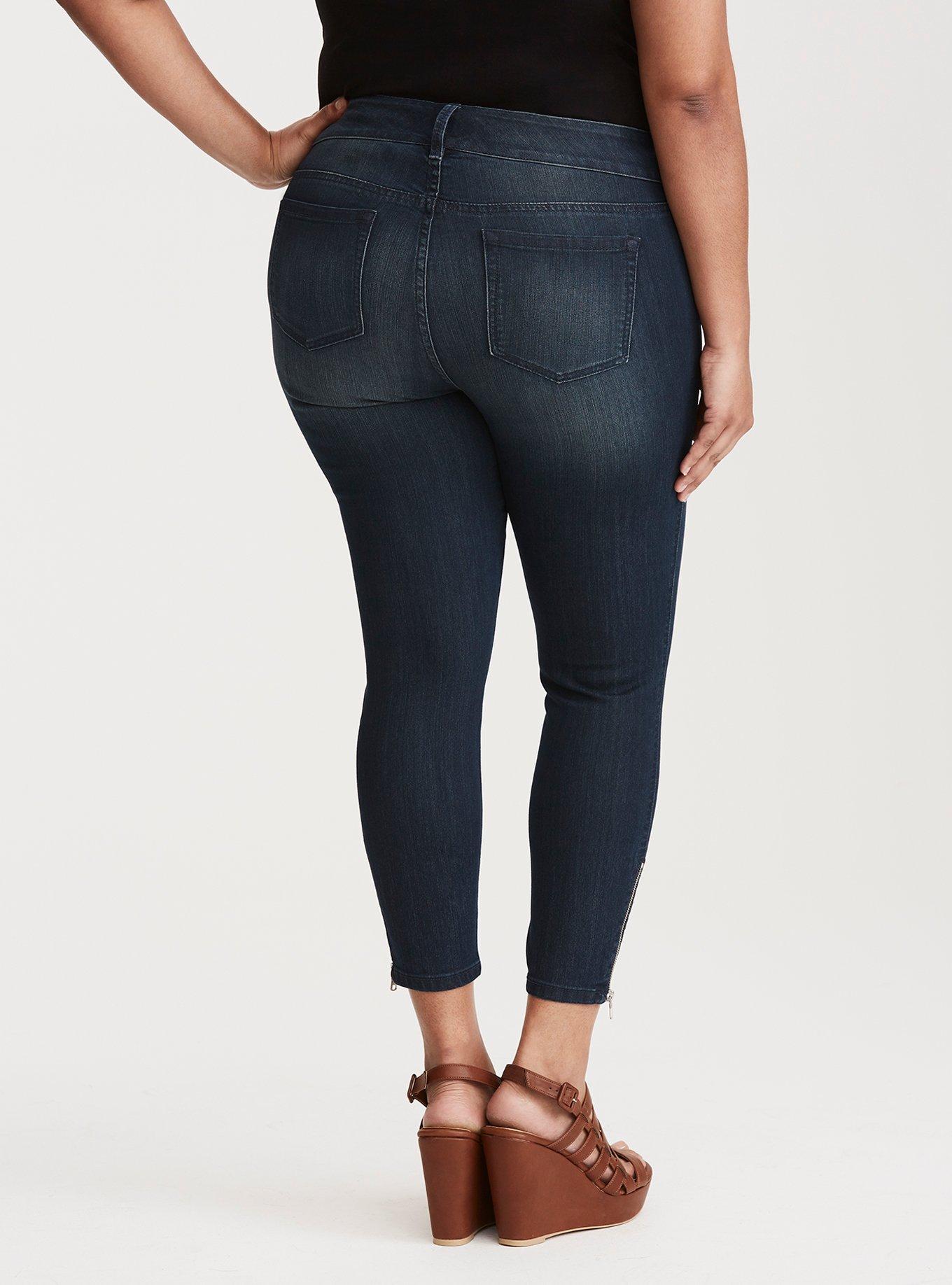 Plus Size Stiletto Zip Jegging - Dark Wash, BLUE NILE, alternate