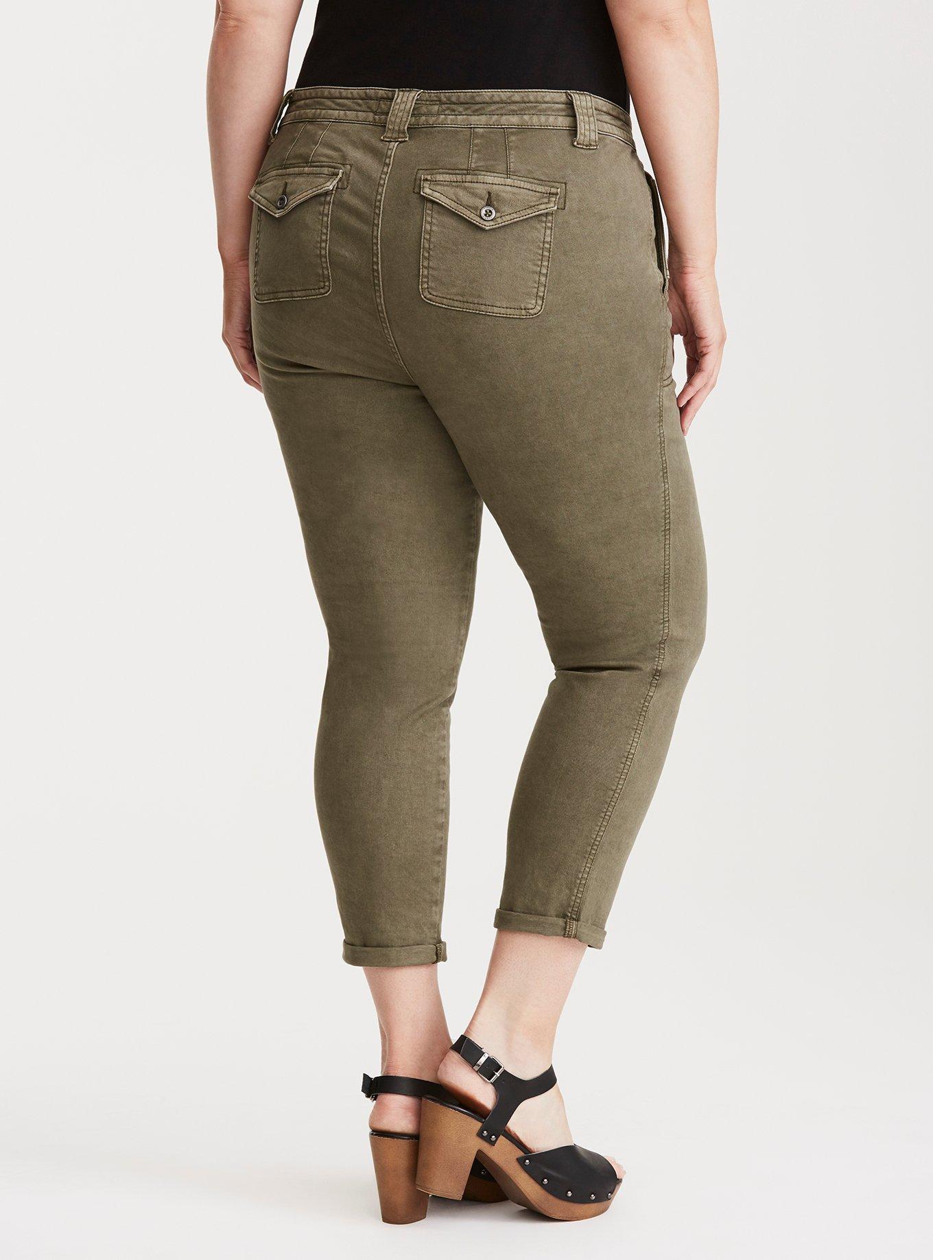 Torrid Leggings 1X (14-16) Olive Army Green Cropped Plus Size