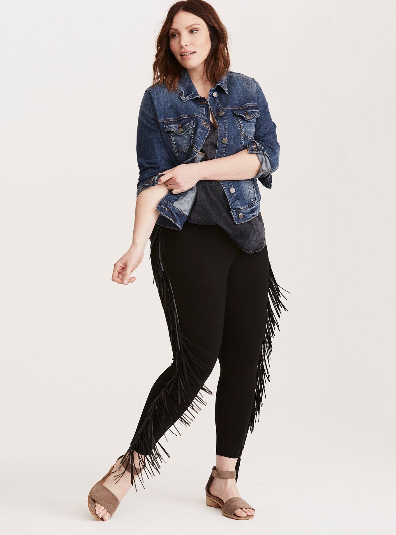 Plus size fringe bottom on sale jeans