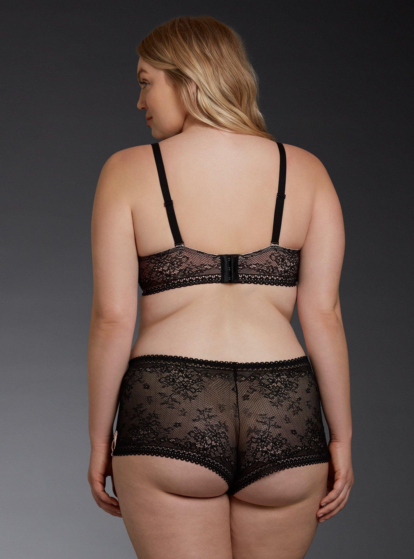 Delicate Lace Push-Up Plunge Bra, RICH BLACK LOTUS, alternate