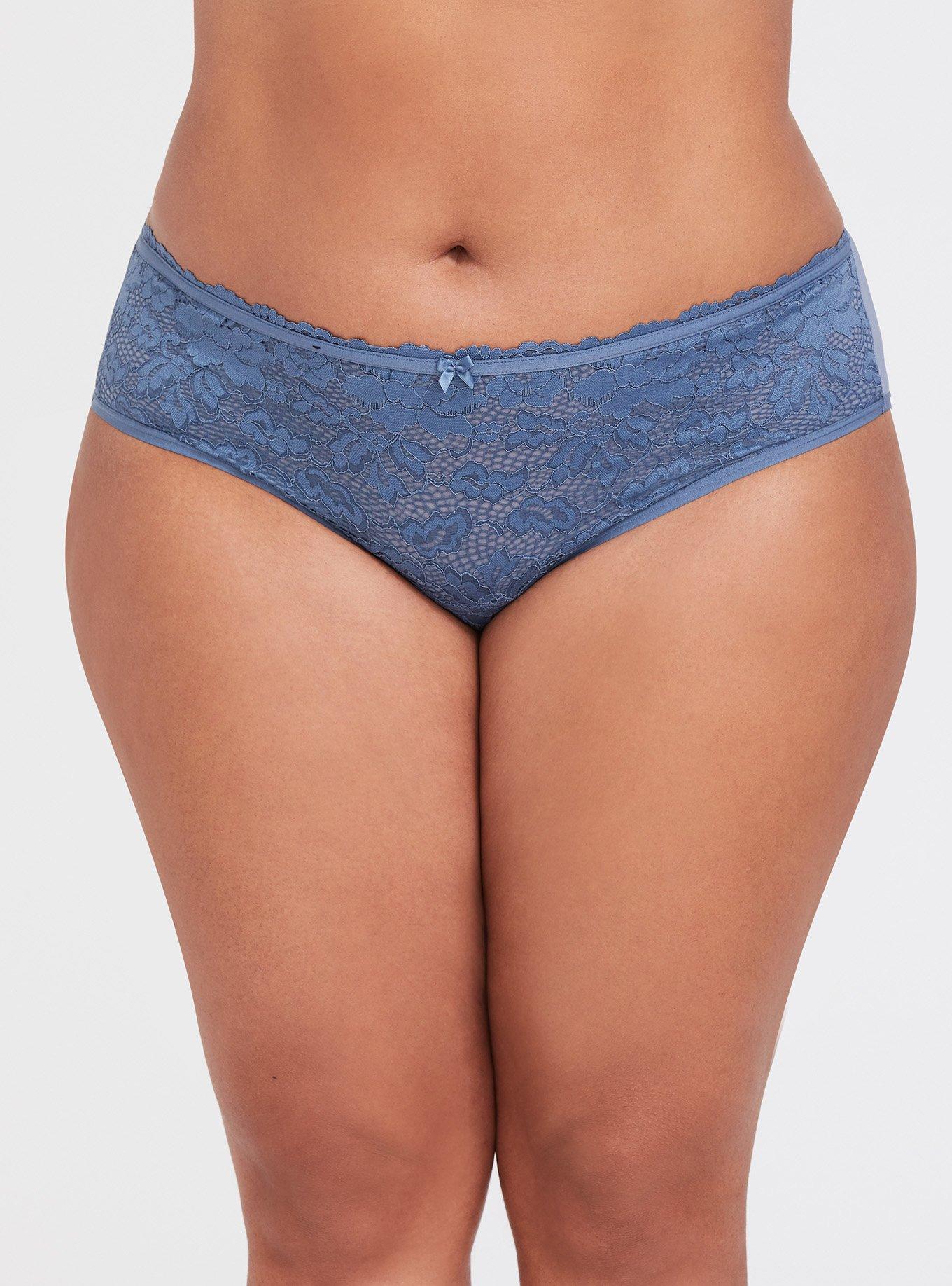 Plus Size - Shimmer Lace Mid Rise Thong Panty - Torrid