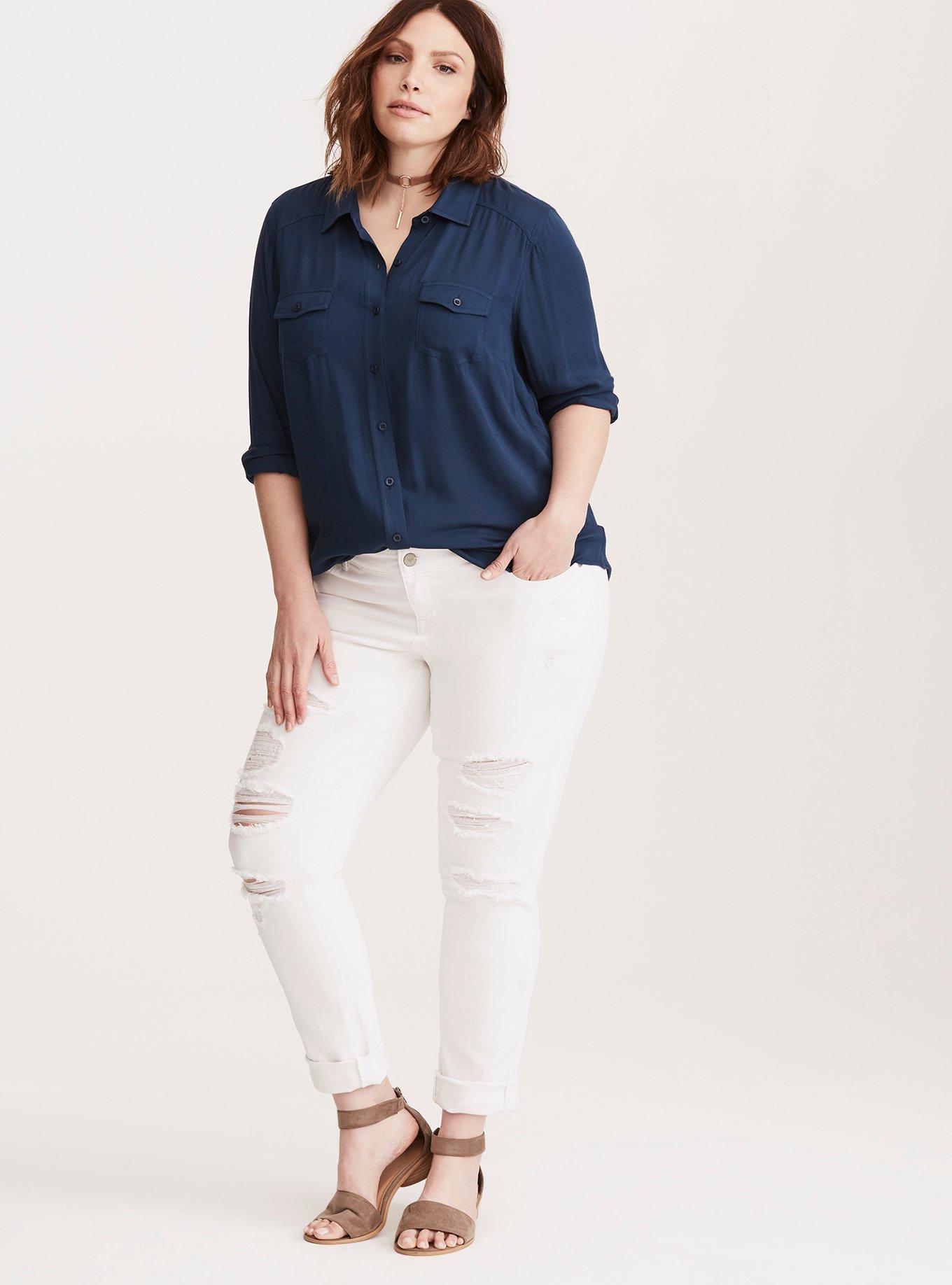 Boyfriend Jean - Distressed White Wash, WHITE, alternate