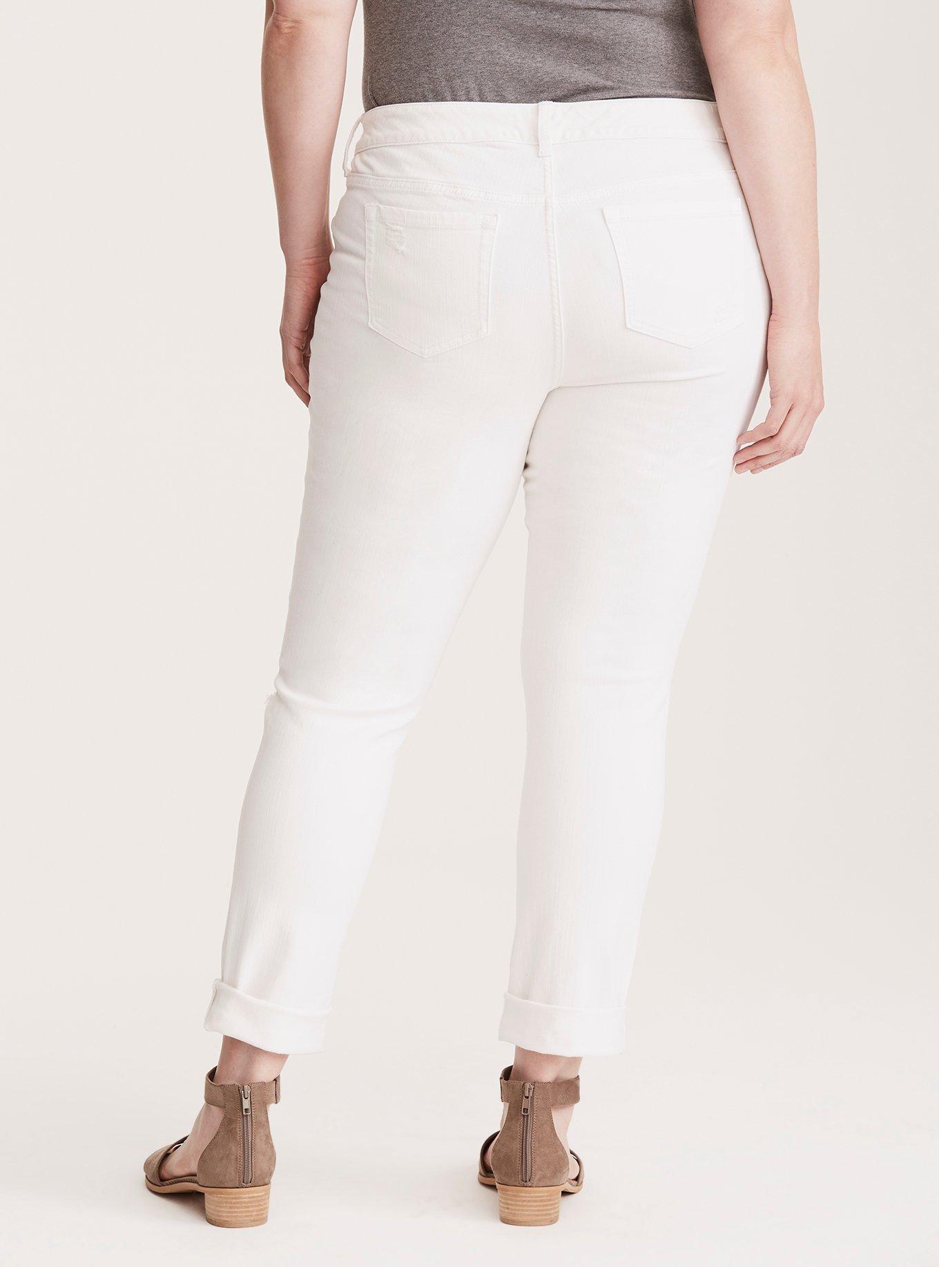 Final Sale Plus Size Distressed Jeans in White