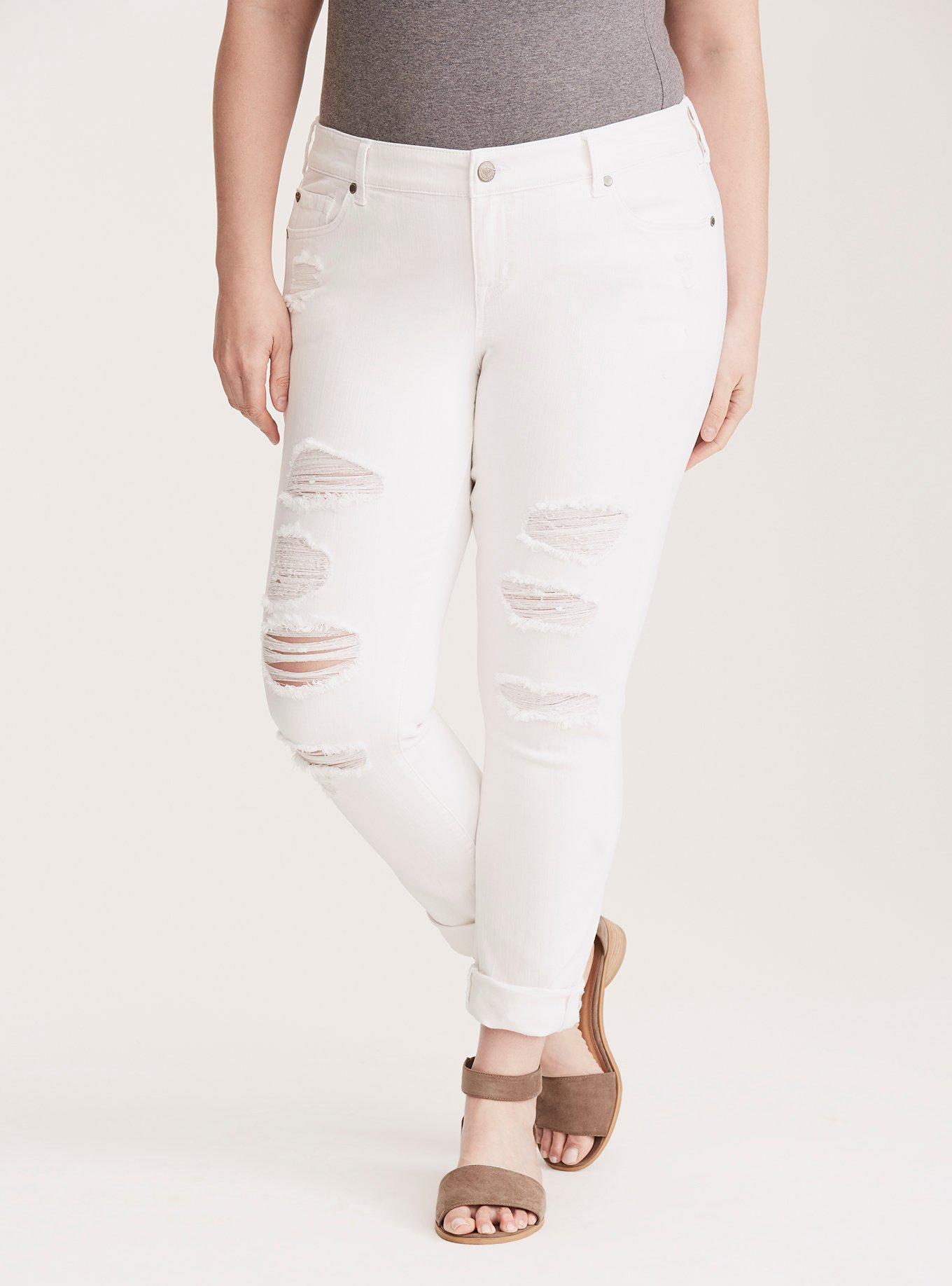 Boyfriend Jean - Distressed White Wash, WHITE, alternate