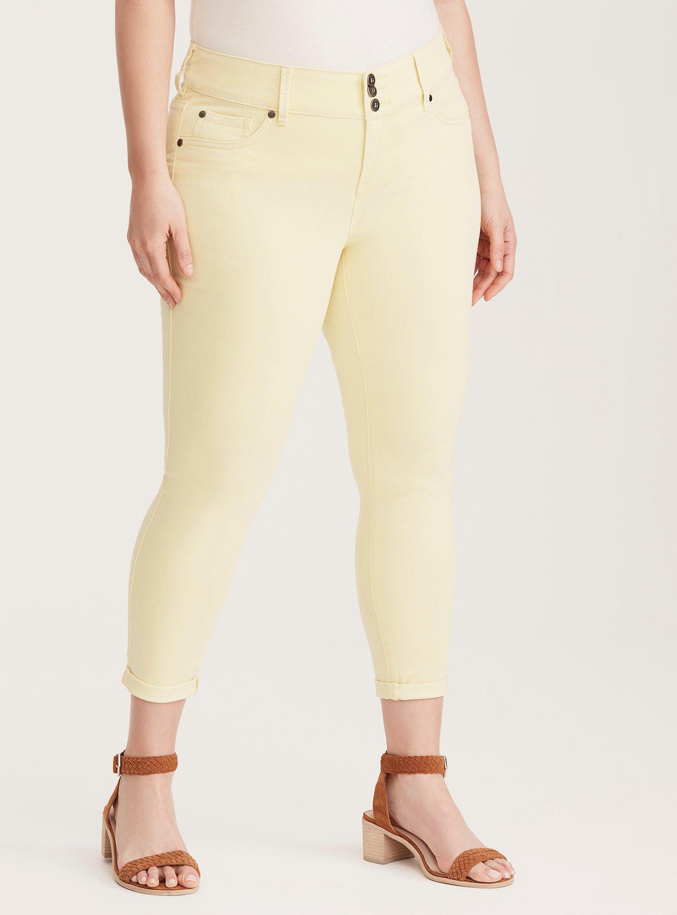 Plus Size - Torrid Cropped Jeggings - Faded Yellow Wash - Torrid