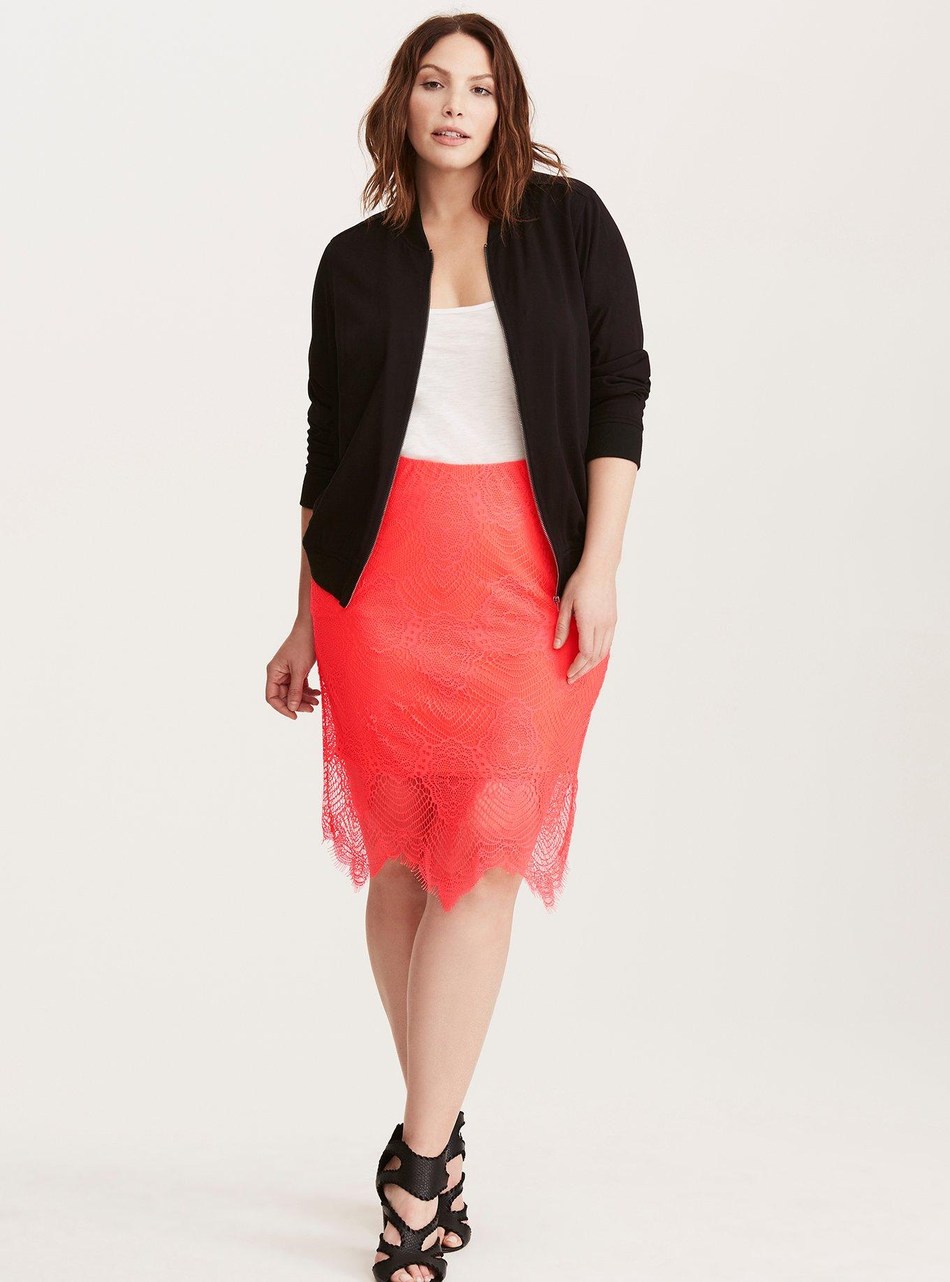 Plus Size - Black Ponte & Faux Leather Pencil Skirt - Torrid