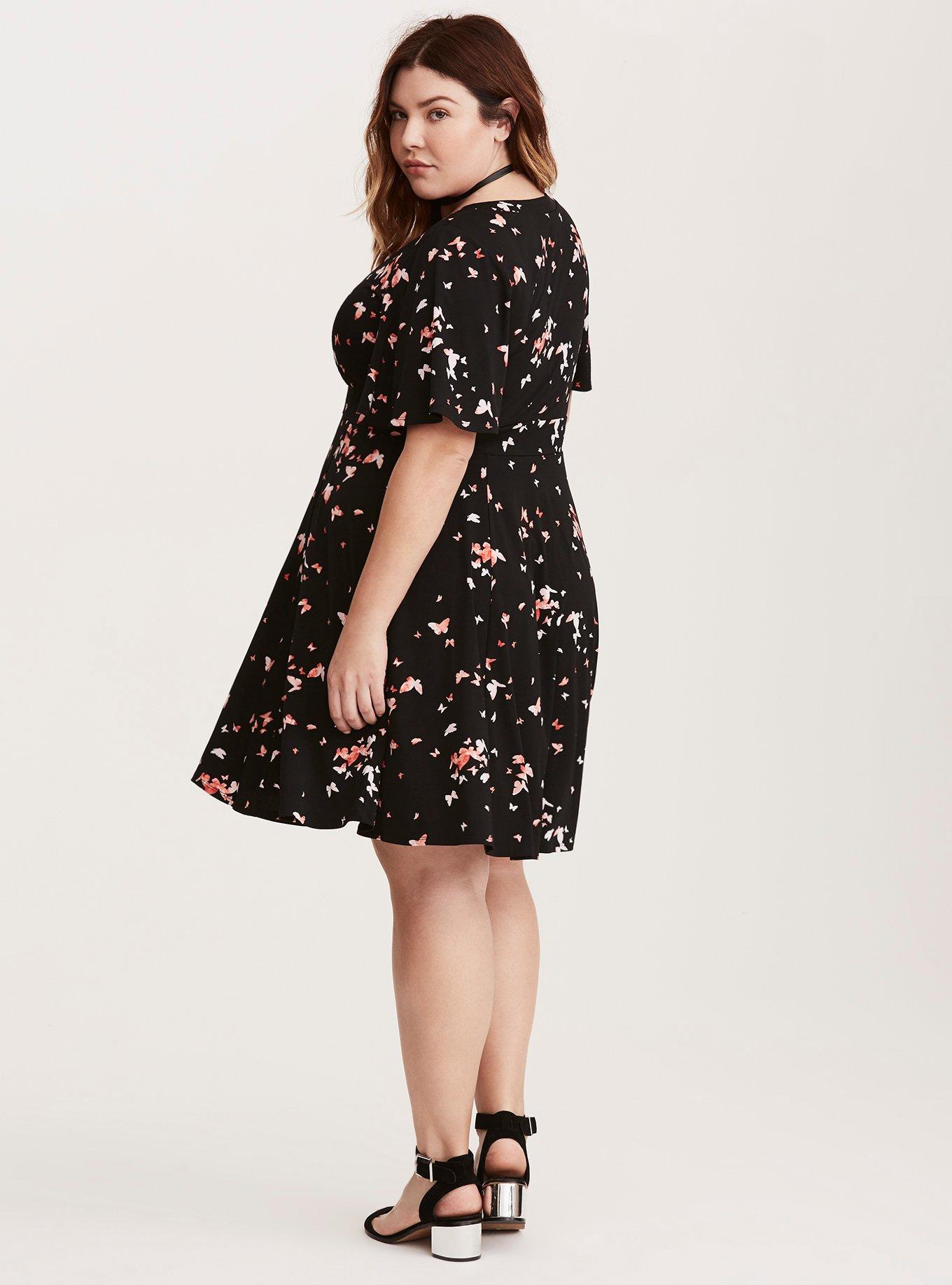 Plus Size - Flutter Sleeve Skater Swim Dress With Brief - Torrid