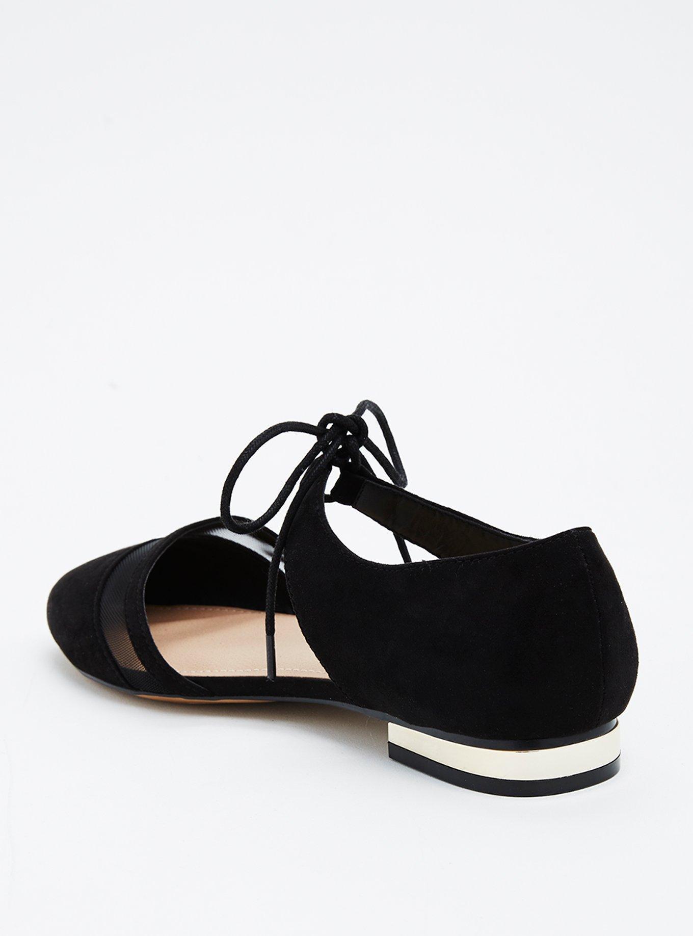 Plus Size Mesh Inset Almond Toe D'orsay Flats (Wide Width), BLACK, alternate