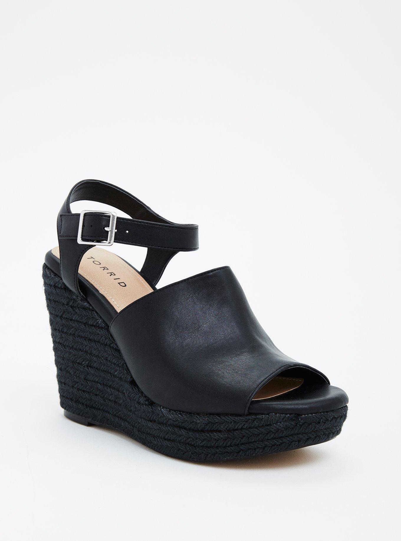 Espadrille Platform Wedges (Wide Width), BLACK, hi-res